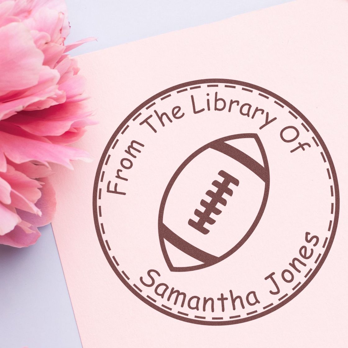 Pre-Inked Energetic Football Personalized Book Name Stamp - Engineer Seal Stamps