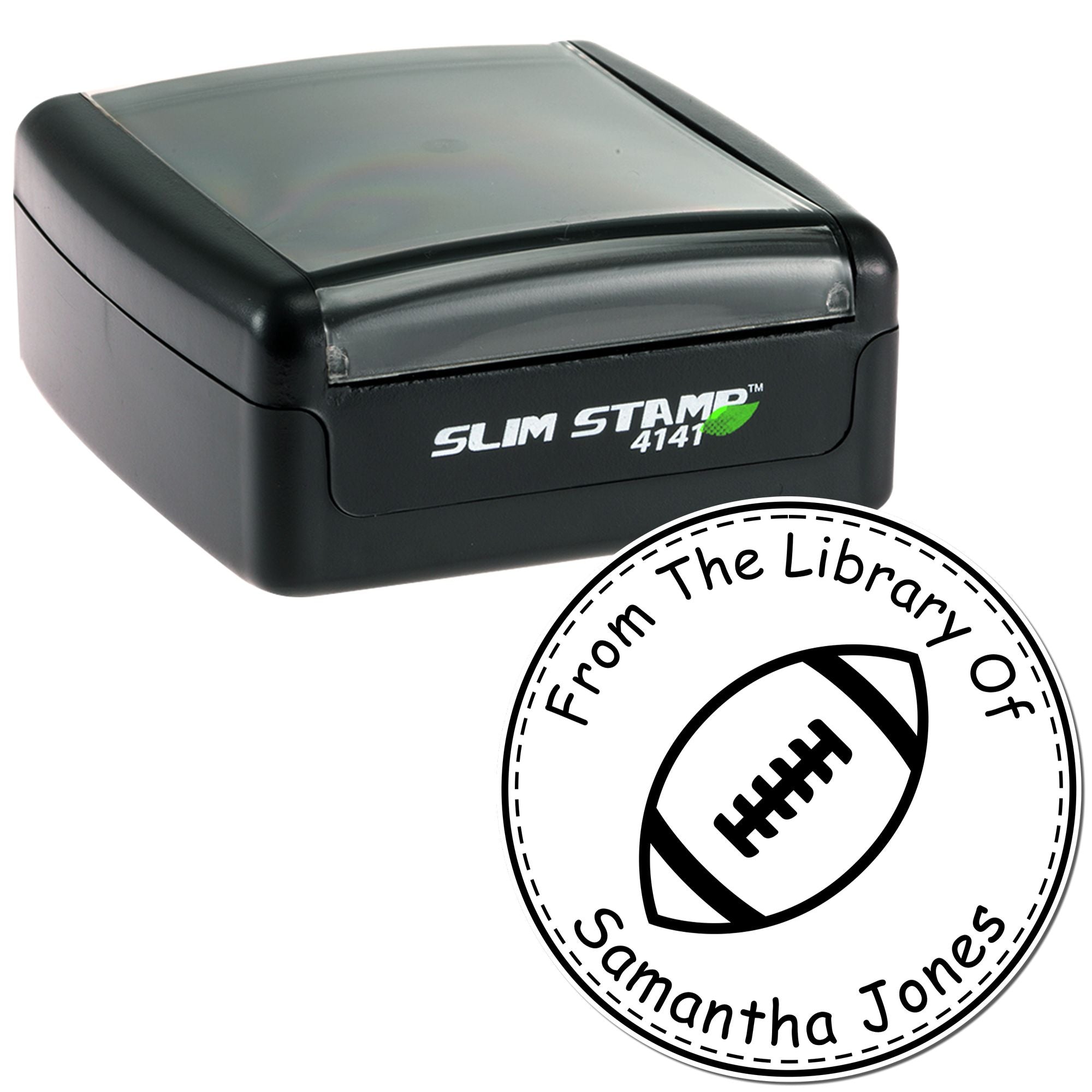 Pre-Inked Energetic Football Personalized Book Name Stamp - Engineer Seal Stamps