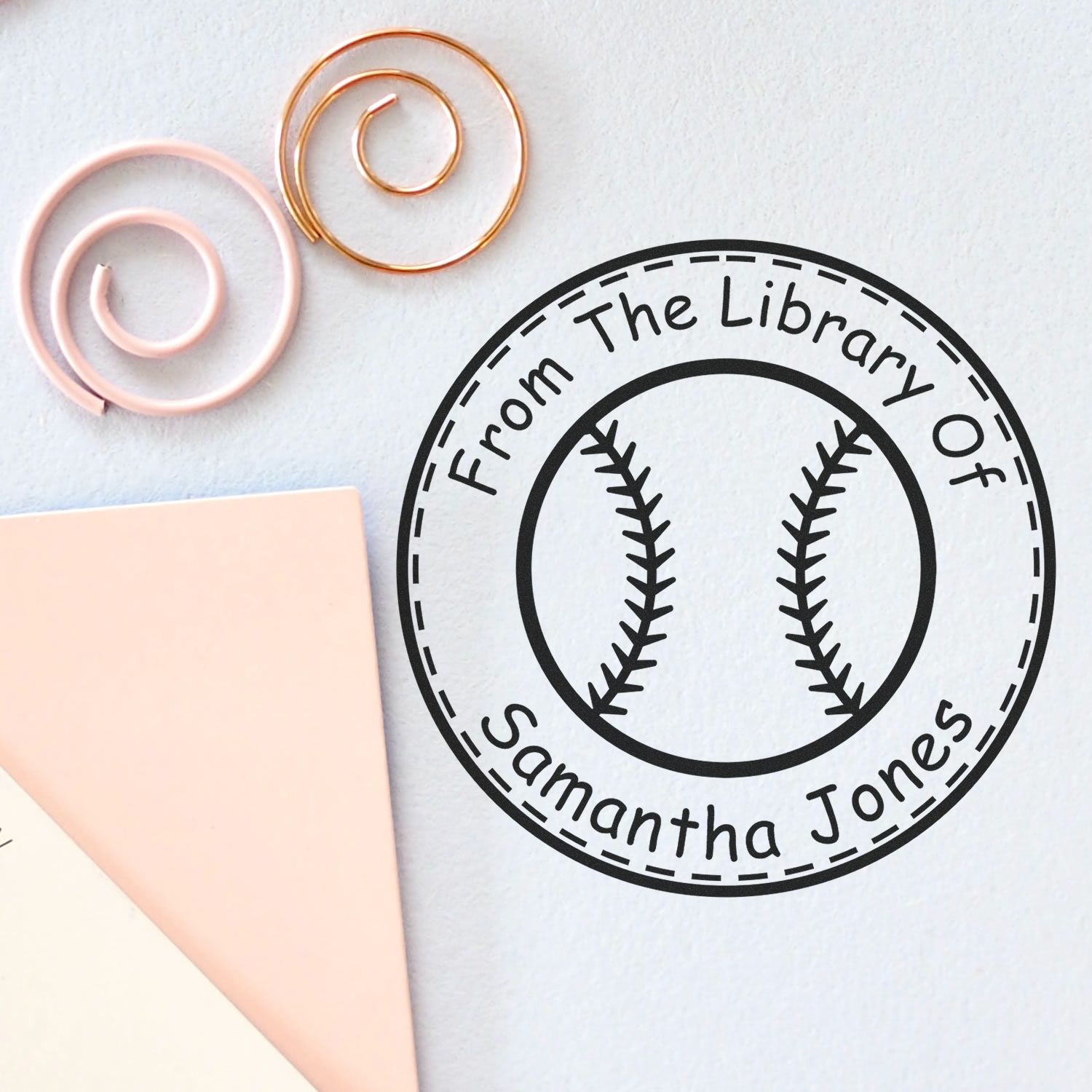 Wood Handle Skillful Baseball Custom Made Library Collection Stamp - Engineer Seal Stamps