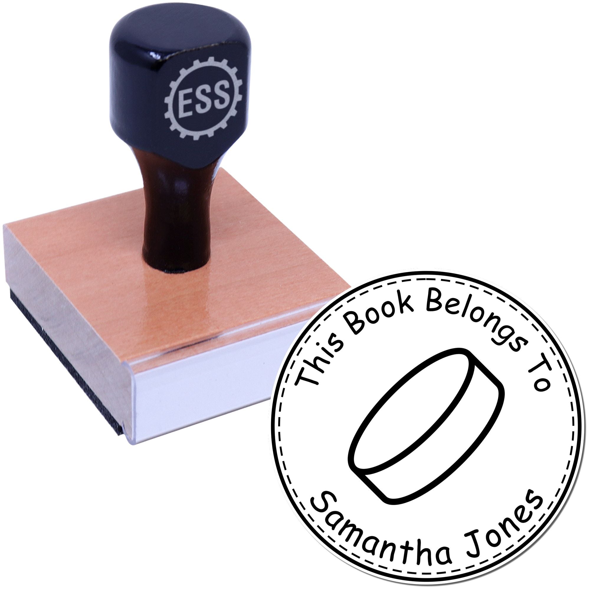 Wood Handle Physical Hockey Custom Book Ownership Label Stamper - Engineer Seal Stamps