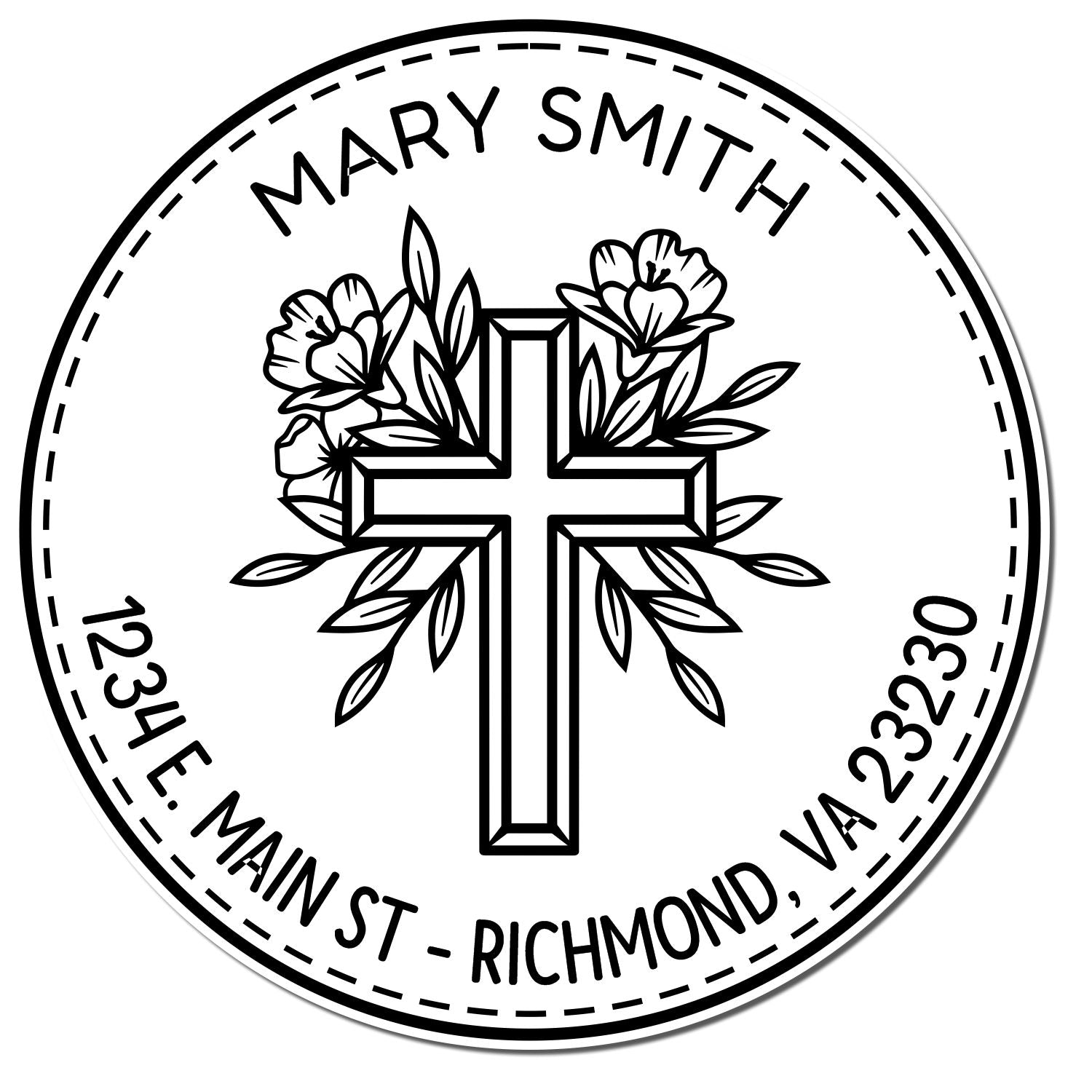 Self-Inking Hallowed Cross Custom Made Return Address Stamp - Engineer Seal Stamps