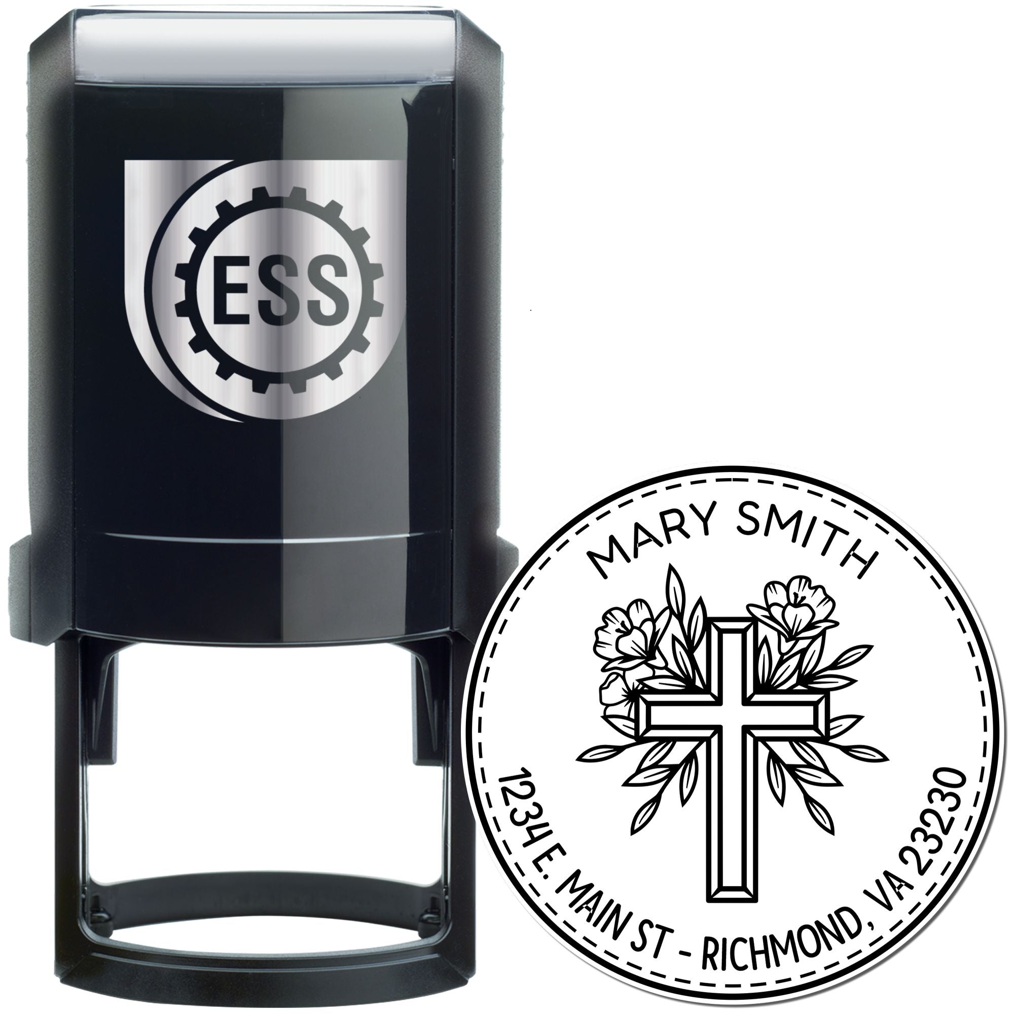 Self-Inking Hallowed Cross Custom Made Return Address Stamp - Engineer Seal Stamps