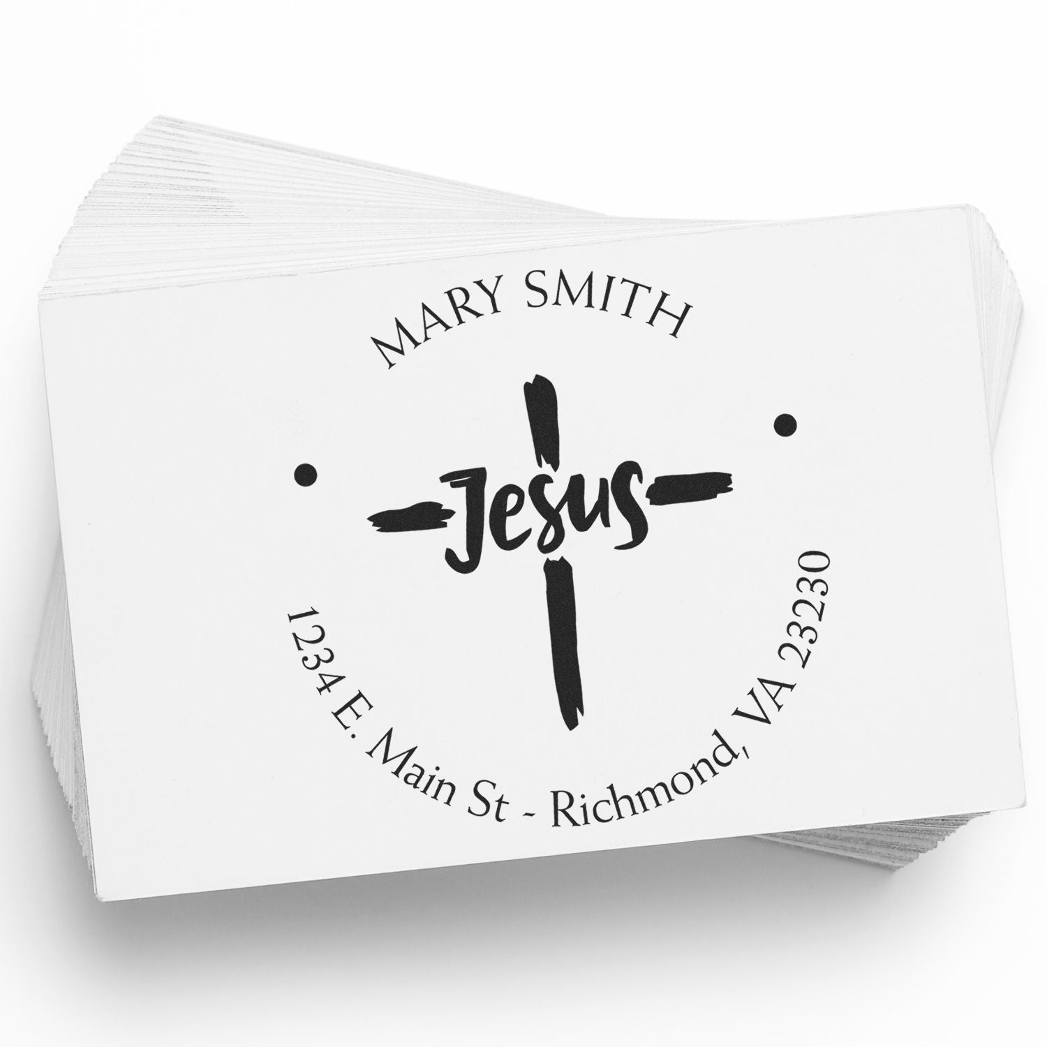 Wood Handle Lovely Cross Custom Name And Address Stamp - Engineer Seal Stamps