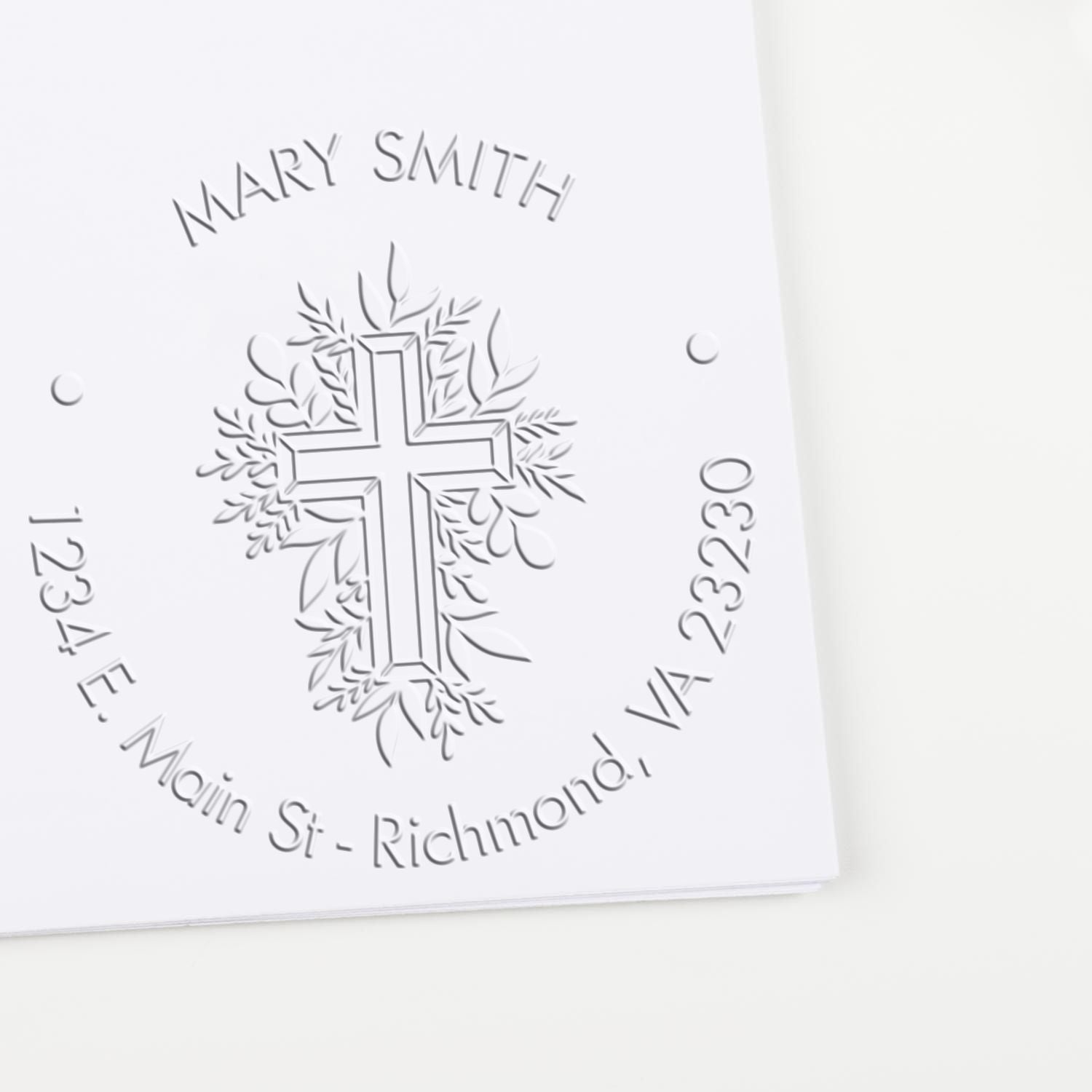 Hybrid Reverential Cross Custom Name And Address Embossing Seal - Engineer Seal Stamps