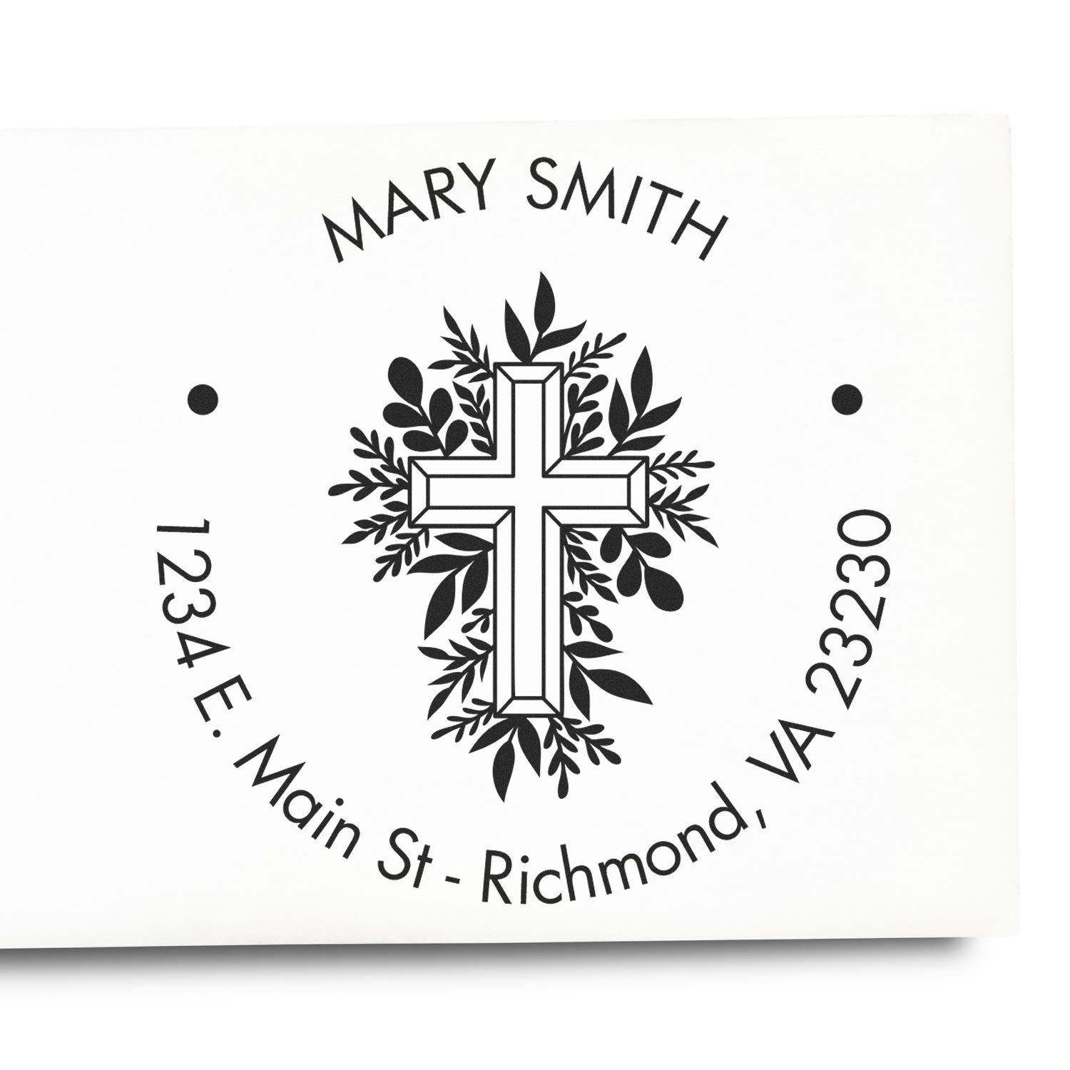 Wood Handle Reverential Cross Custom Home Address Stamp - Engineer Seal Stamps