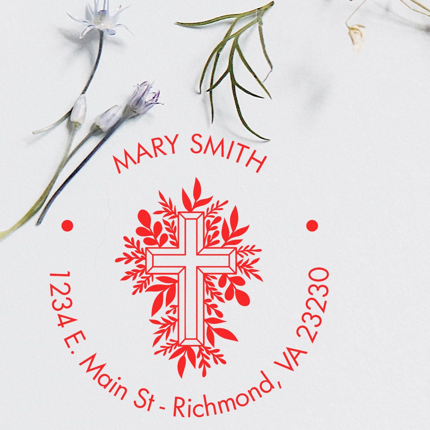 Self-Inking Reverential Cross Personalized Name And Address Stamp - Engineer Seal Stamps