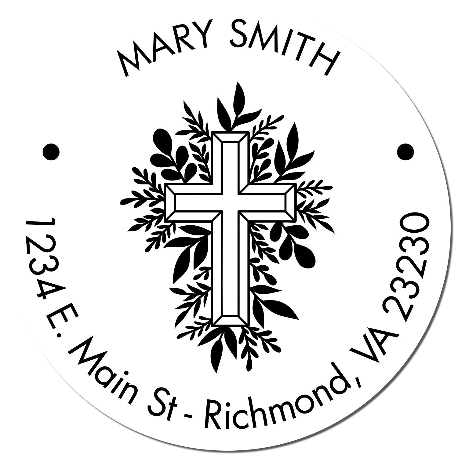 Self-Inking Reverential Cross Personalized Name And Address Stamp - Engineer Seal Stamps