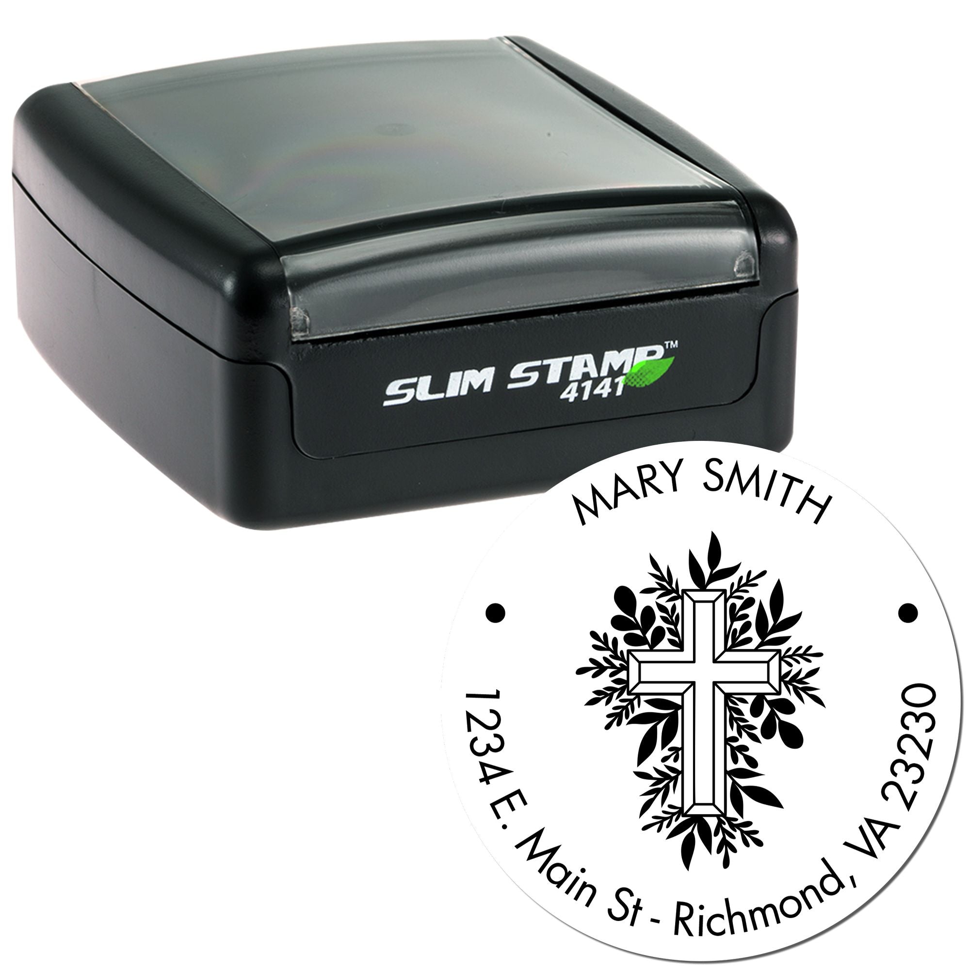Portable Pre-Inked Reverential Cross Home Address Stamp - Engineer Seal Stamps