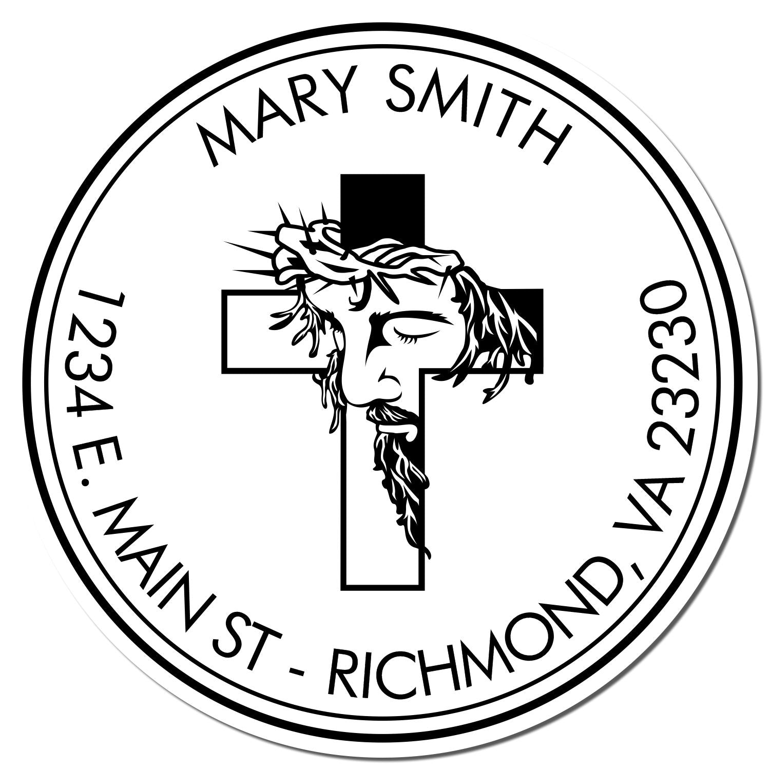 PSI Pre-Inked Meditative Cross Return Address Stamp - Engineer Seal Stamps