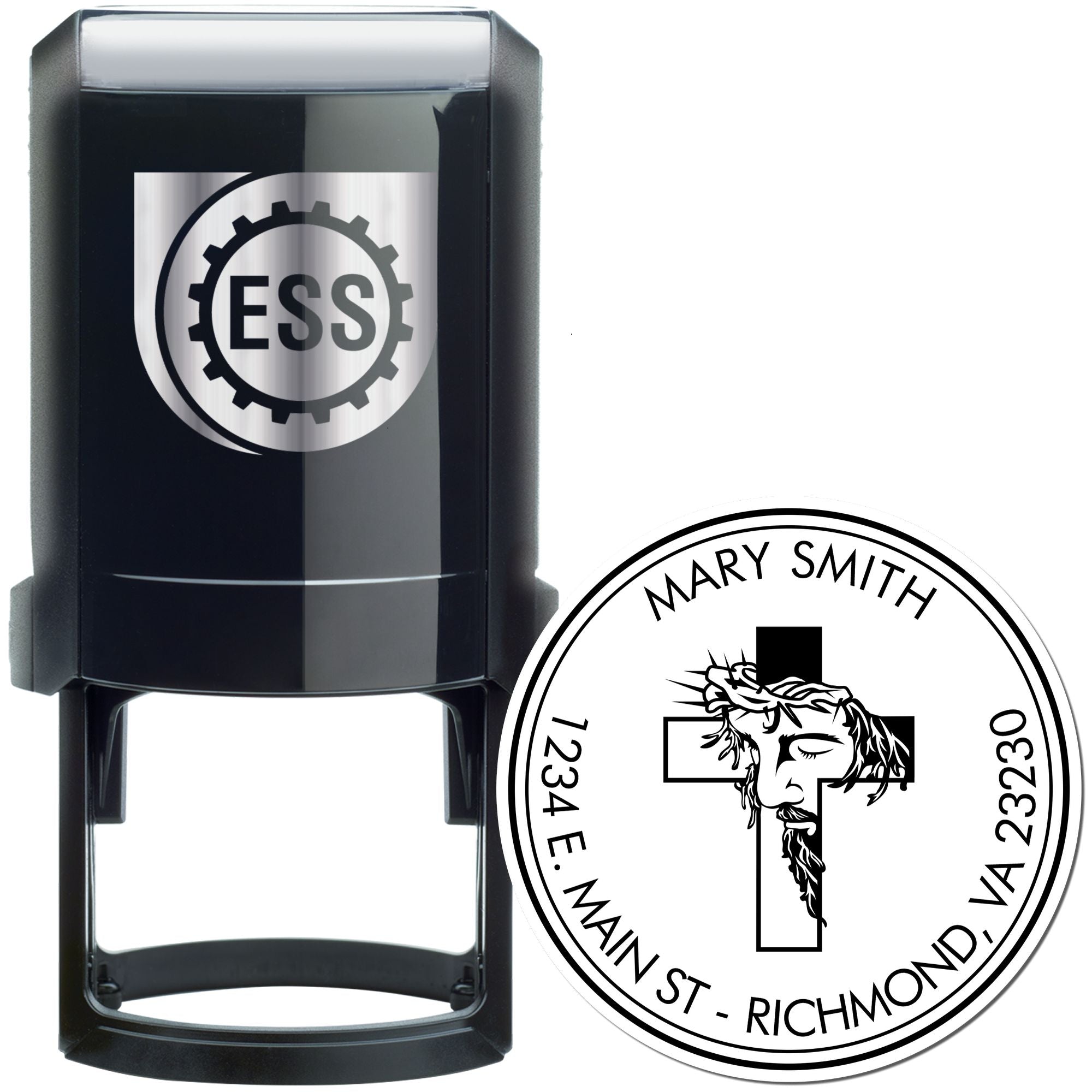 Self-Inking Meditative Cross Customized Address Stamp - Engineer Seal Stamps