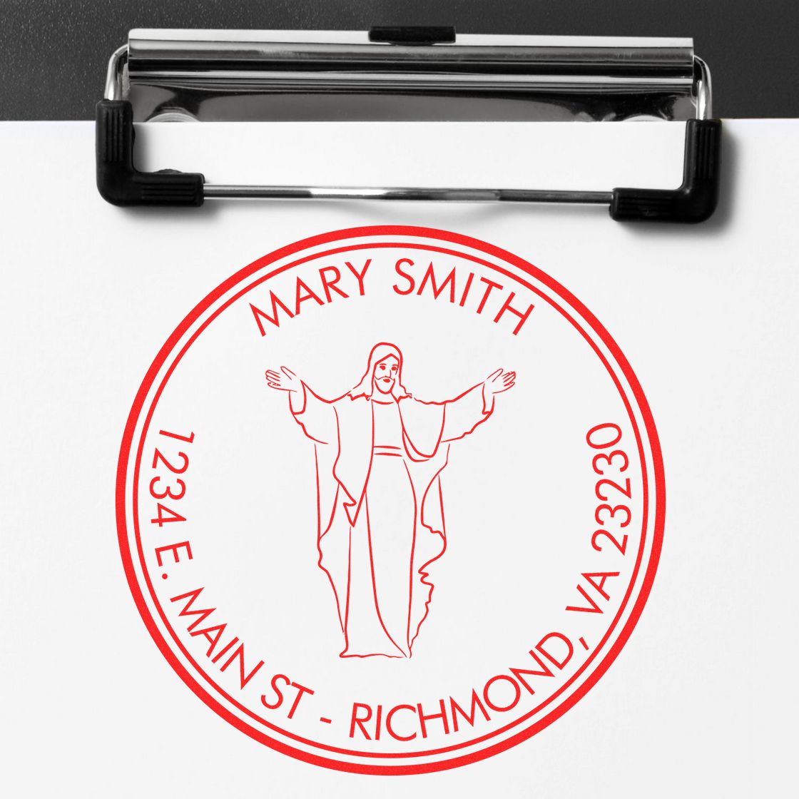 Wood Handle Loving Jesus Custom Made Name And Address Stamp - Engineer Seal Stamps