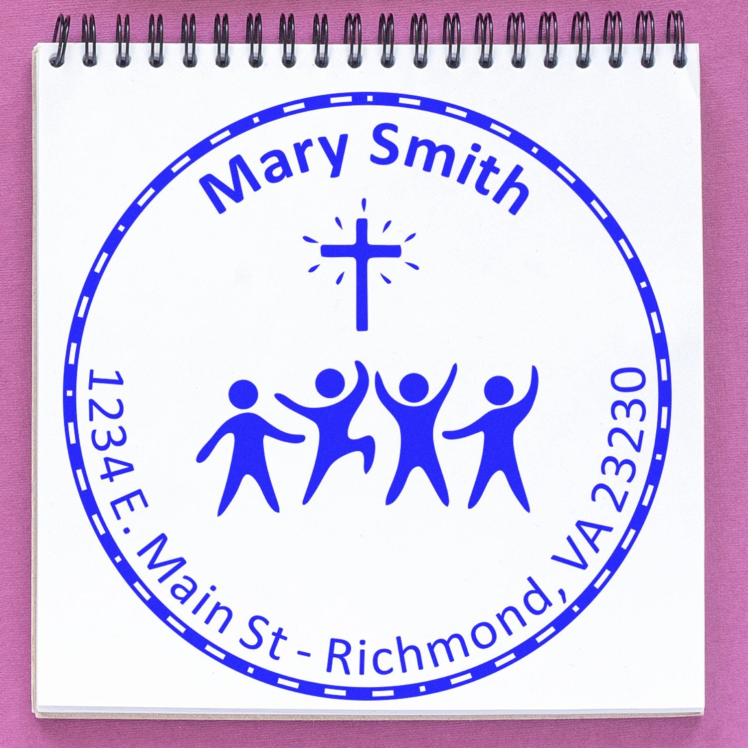 Wood Handle Spiritual Faith Custom Made Return Address Stamp - Engineer Seal Stamps