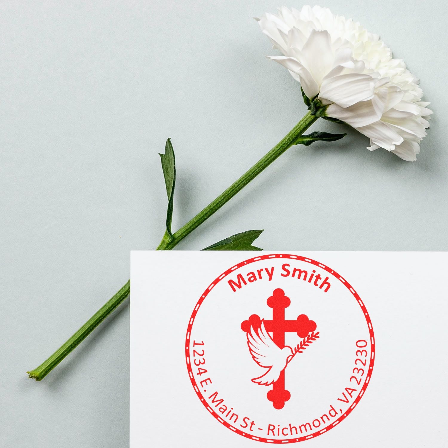 Self-Inking Glorious Cross Customized Name And Address Stamp - Engineer Seal Stamps