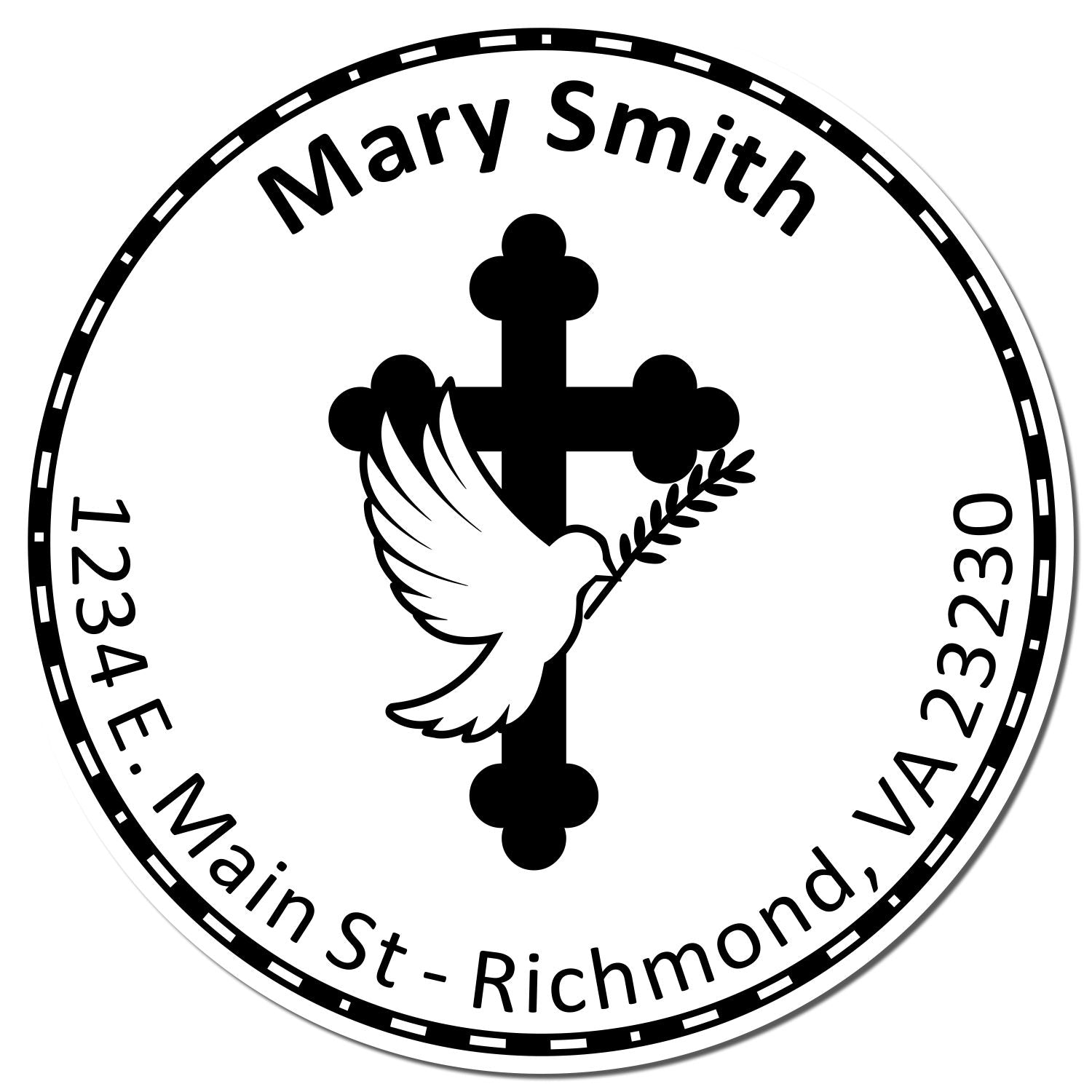 Self-Inking Glorious Cross Customized Name And Address Stamp - Engineer Seal Stamps