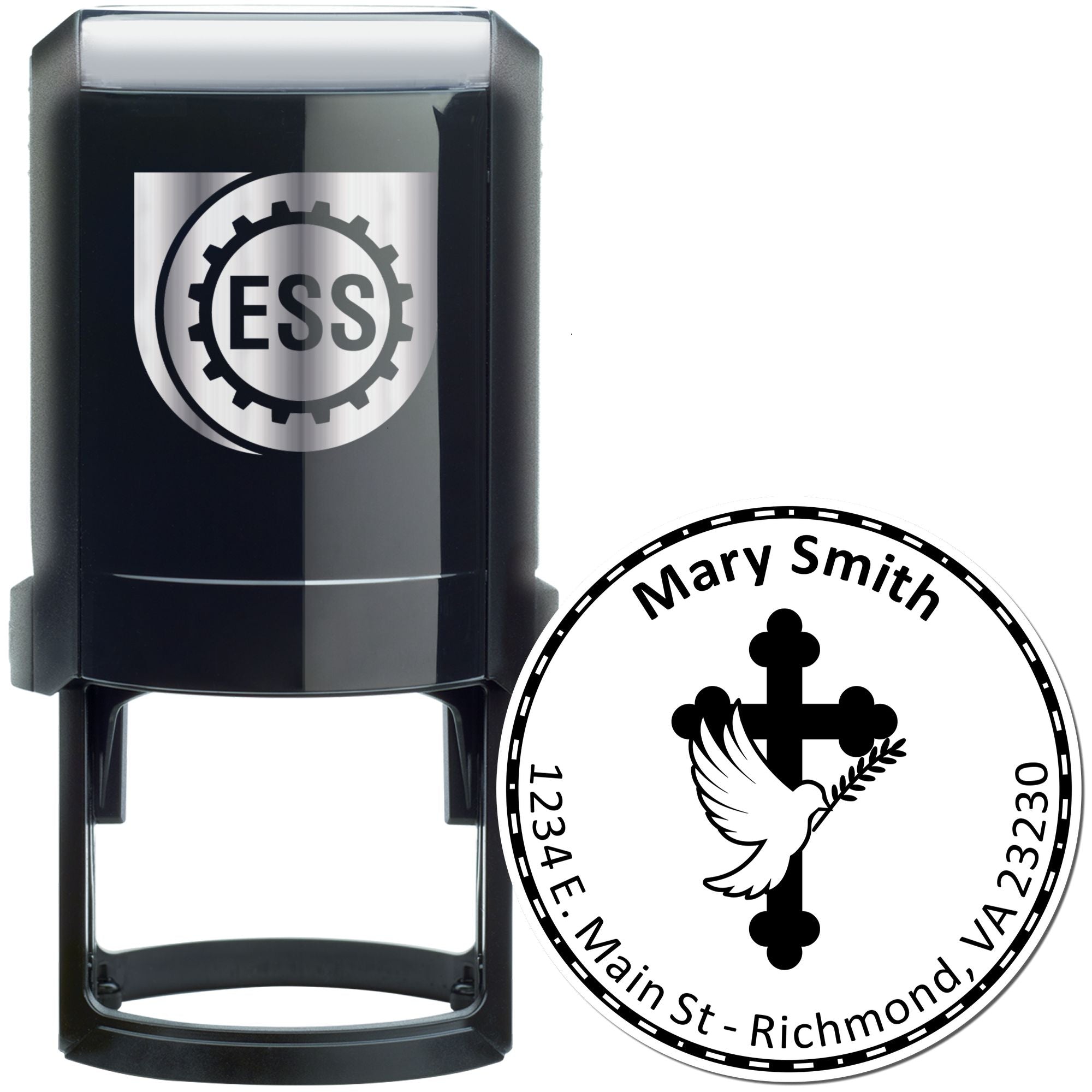 Self-Inking Glorious Cross Customized Name And Address Stamp - Engineer Seal Stamps