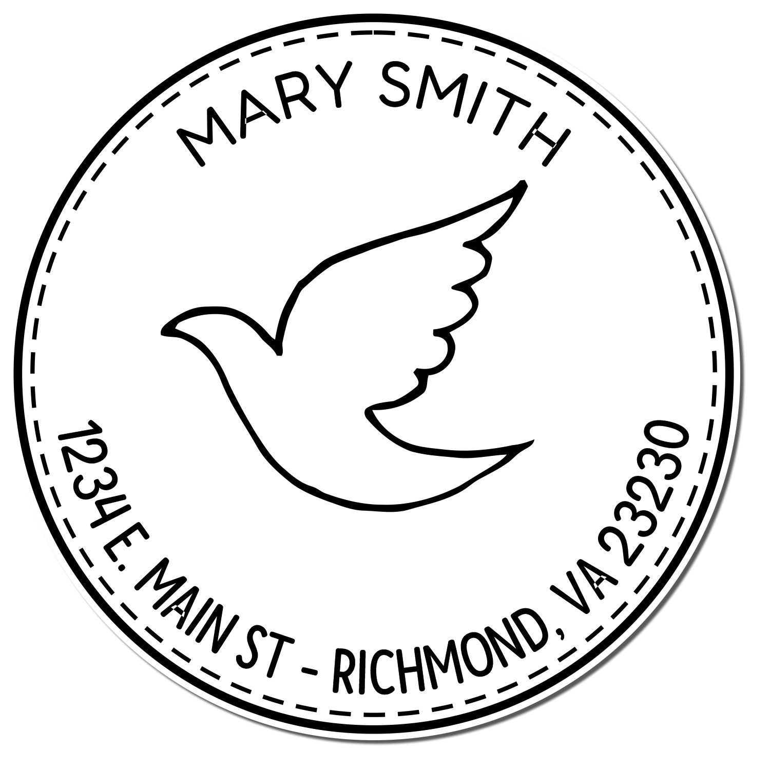 Wood Handle Hallowed Dove Personalized Address Stamp - Engineer Seal Stamps