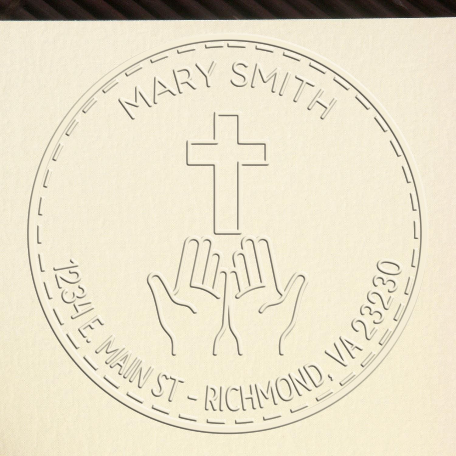 Soft Devotional Cross Name And Address Embossed Stamp