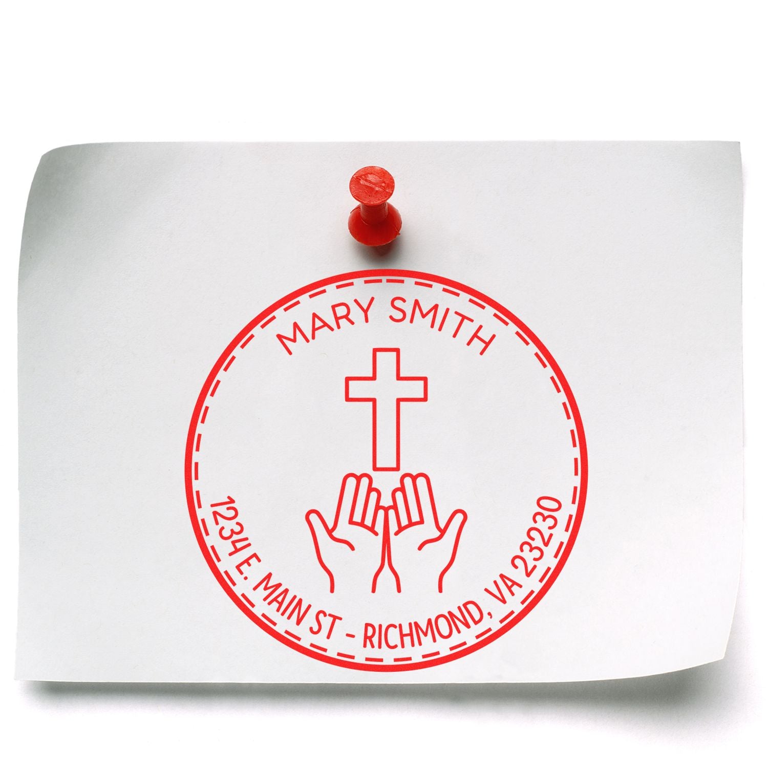 Wood Handle Devotional Cross Personalized Home Stamp - Engineer Seal Stamps