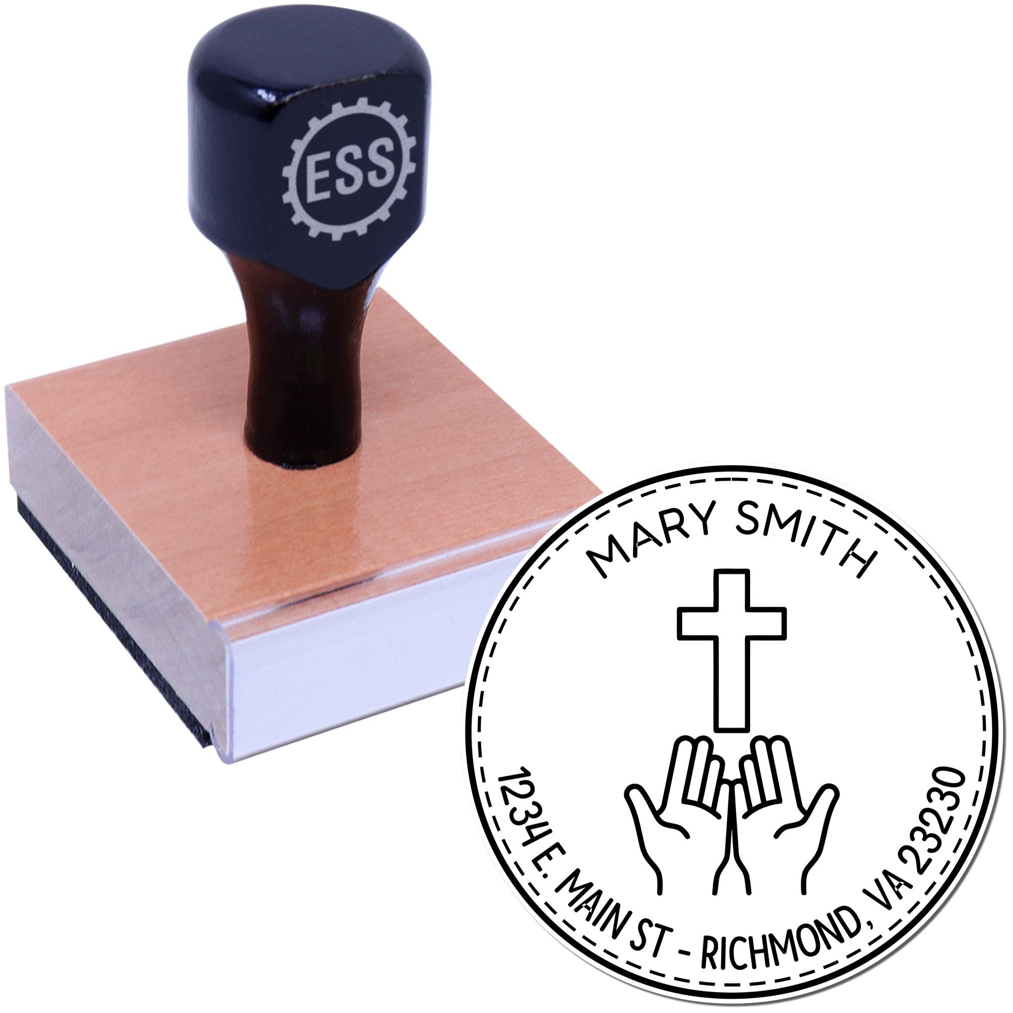 Wood Handle Devotional Cross Personalized Home Stamp - Engineer Seal Stamps