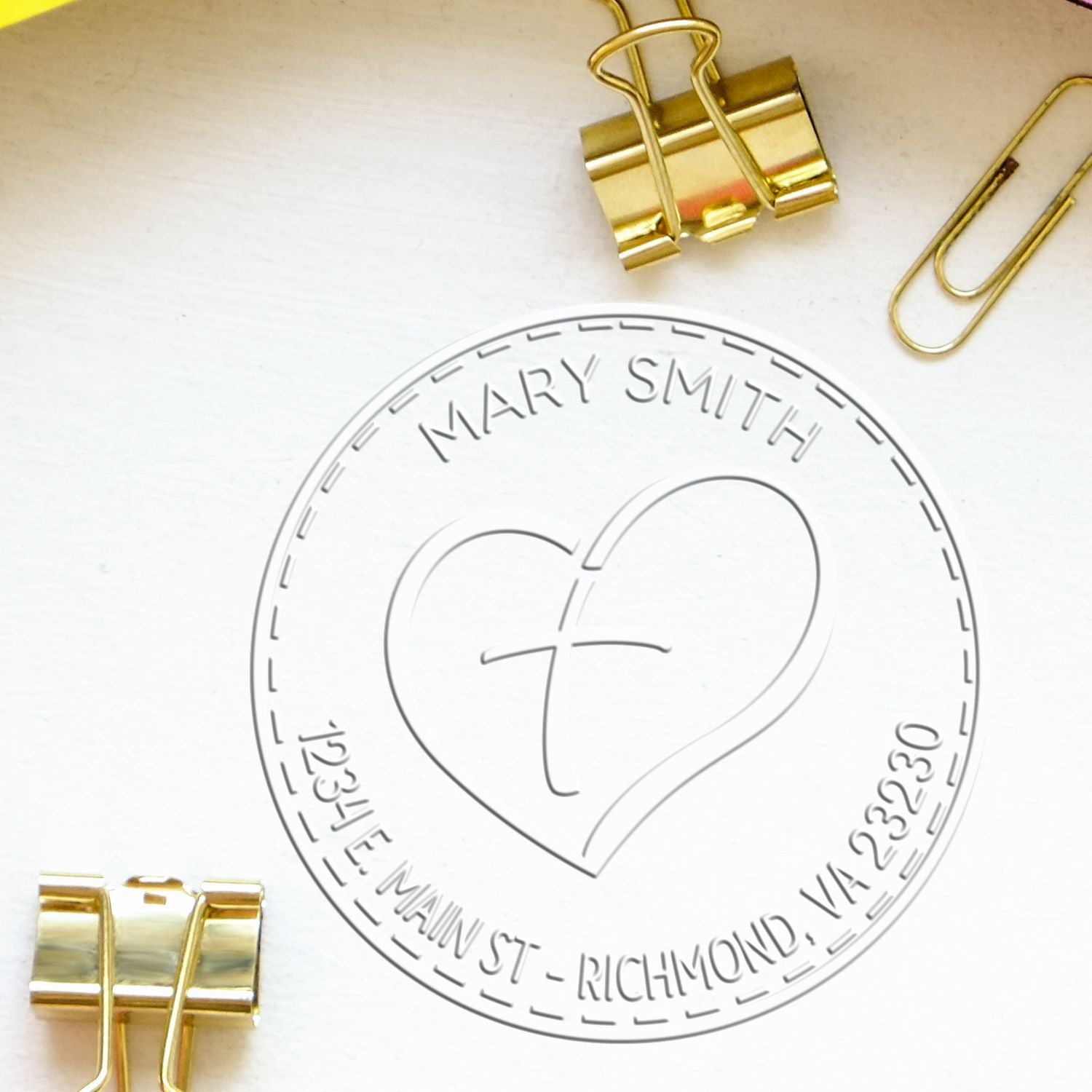 Desk Pious Heart Personalized Address Embossing Stamp - Engineer Seal Stamps