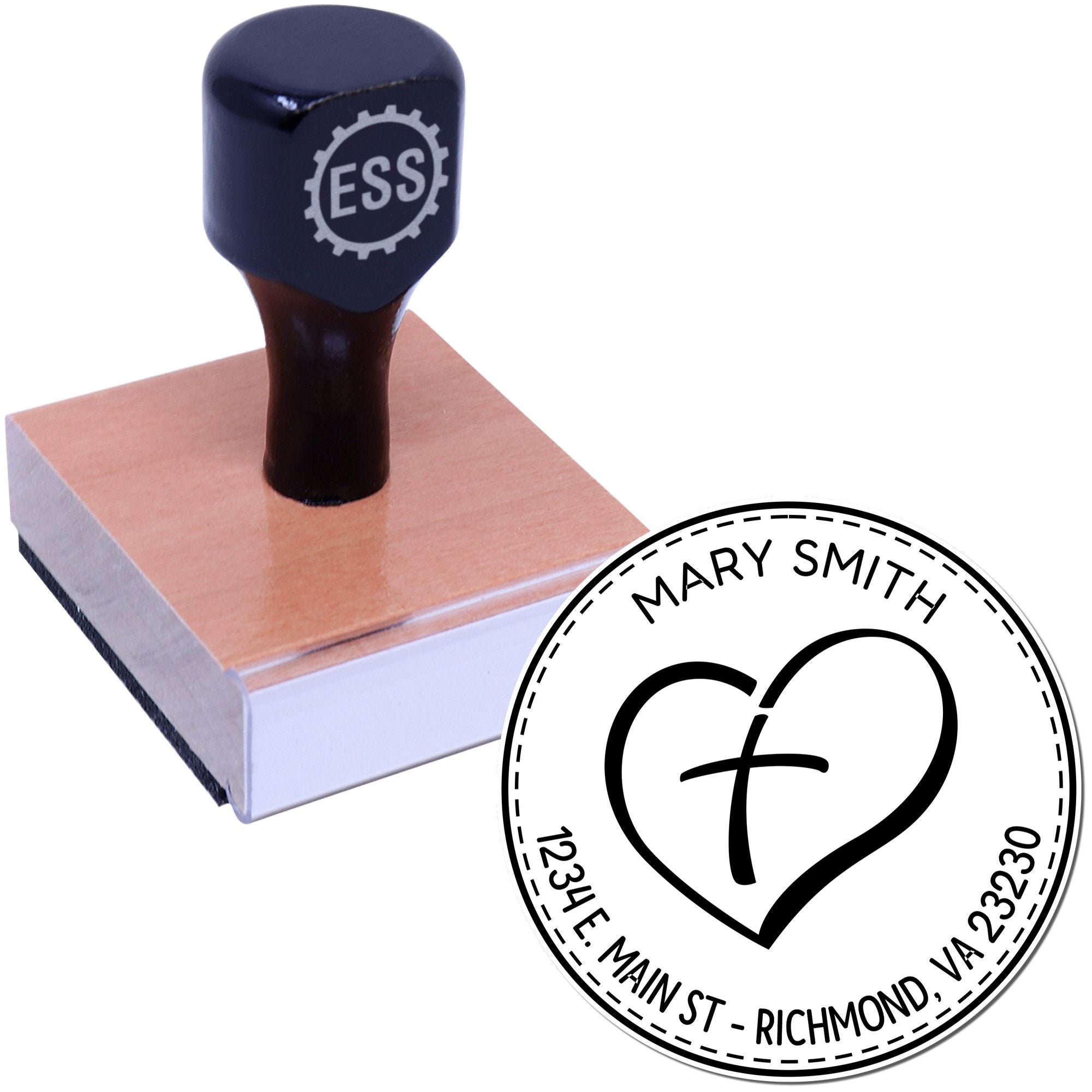 Wood Handle Pious Heart Personalized Envelope Stamp - Engineer Seal Stamps