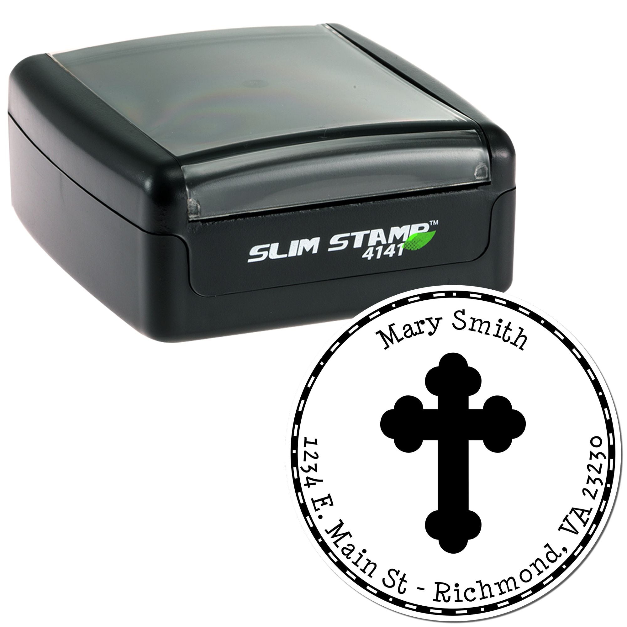 Portable Pre-Inked Spiritual Cross Custom Made Name And Address Stamp - Engineer Seal Stamps