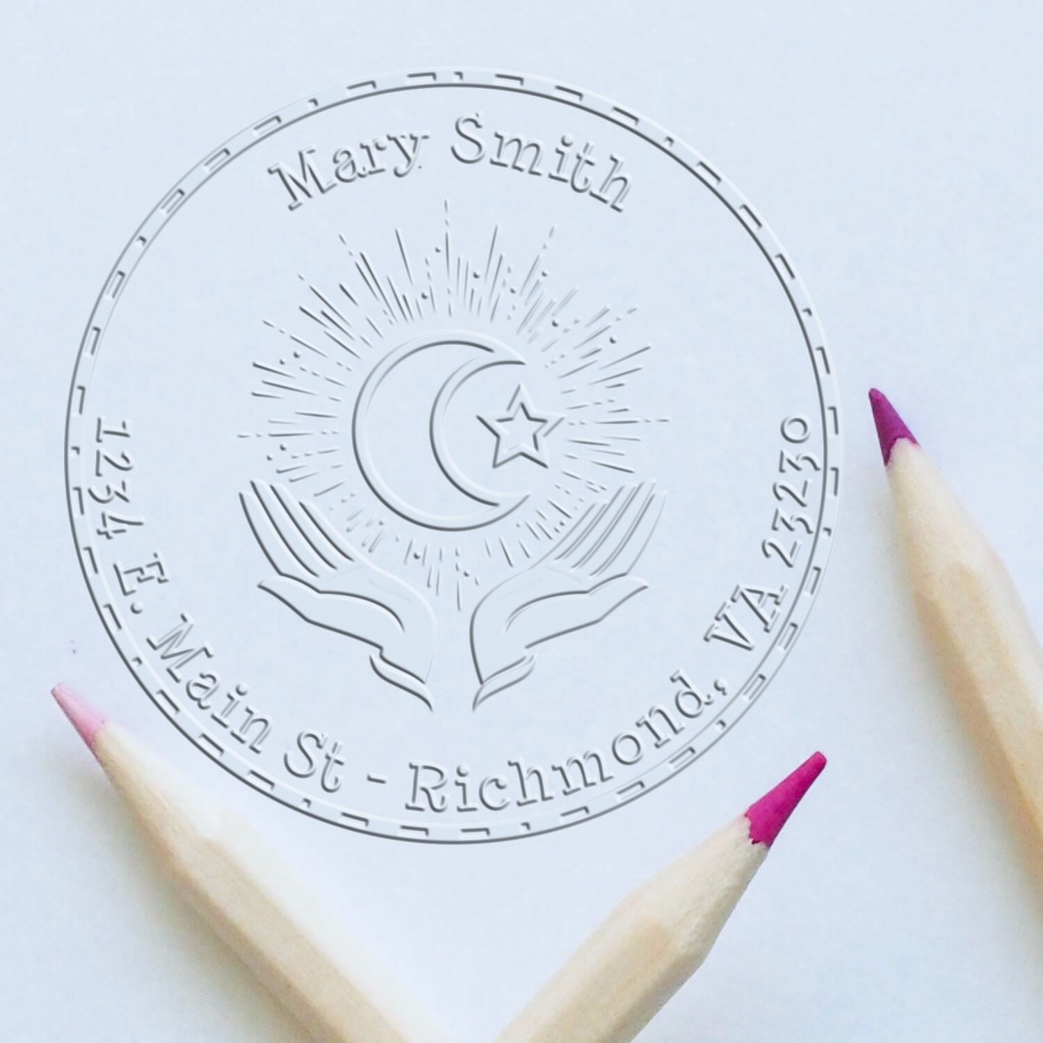 Soft Evening Prayers Personalized Name And Address Embossing Stamp