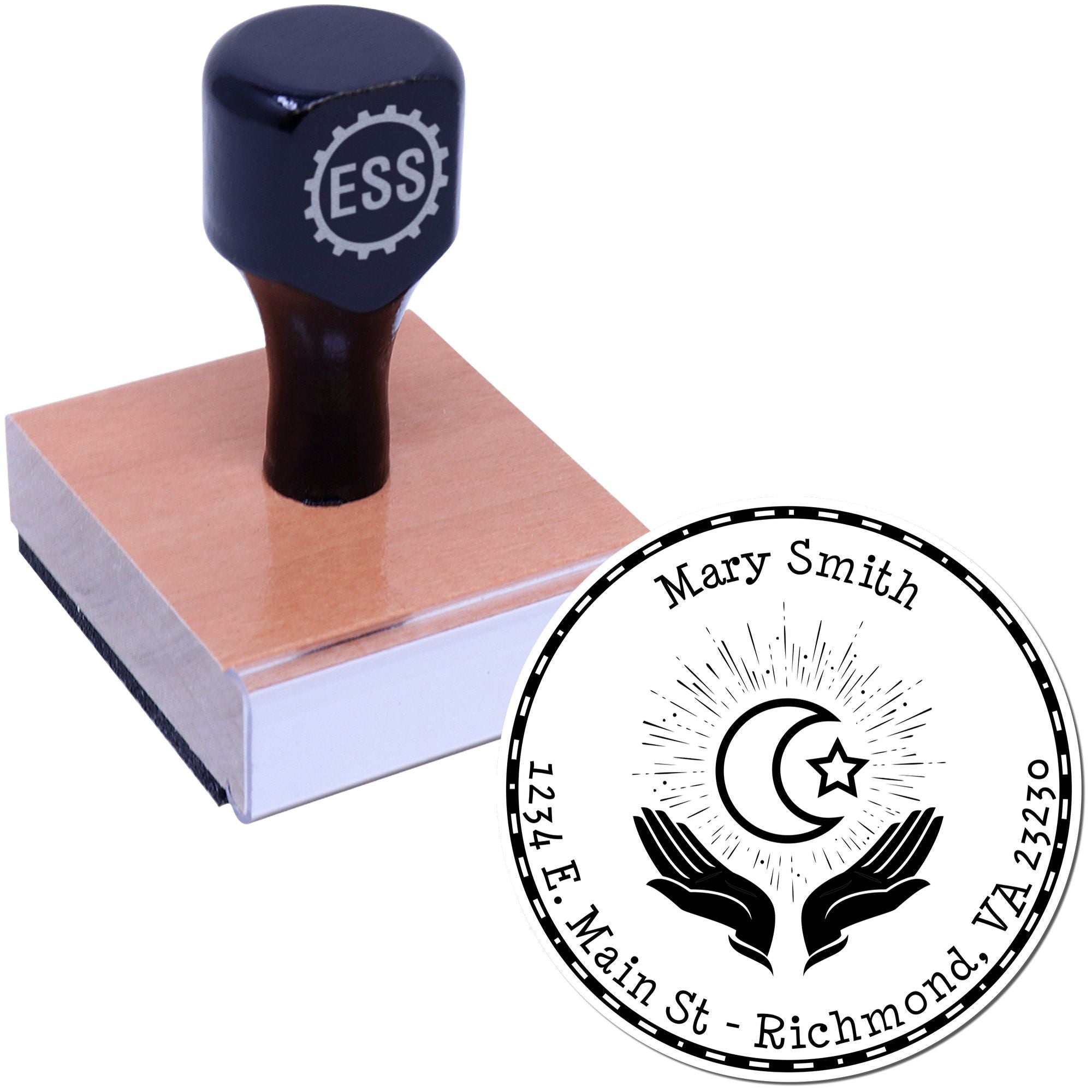 Wood Handle Evening Prayers Custom Address Stamp - Engineer Seal Stamps