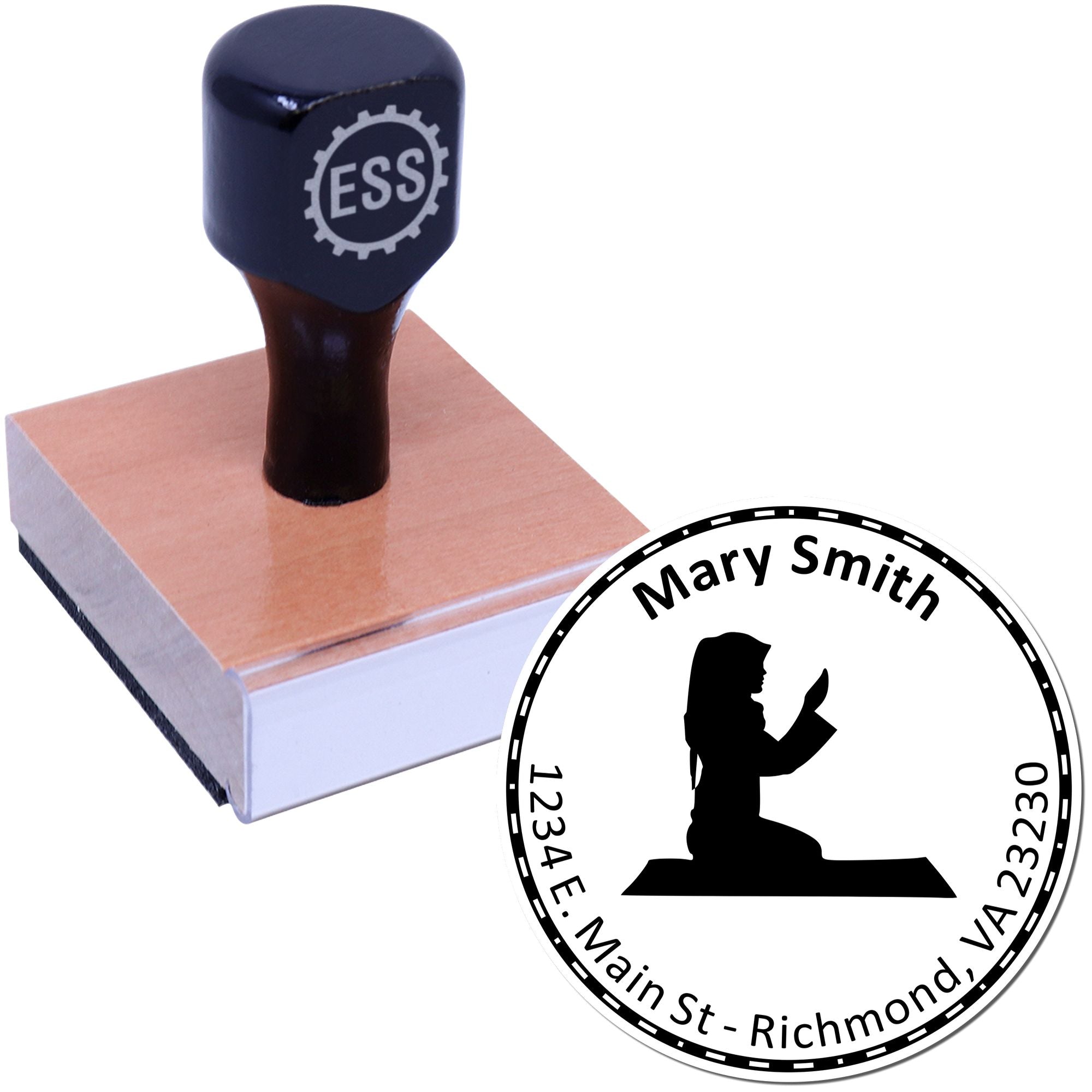 Wood Handle Morning Prayers Custom Name And Address Stamp - Engineer Seal Stamps