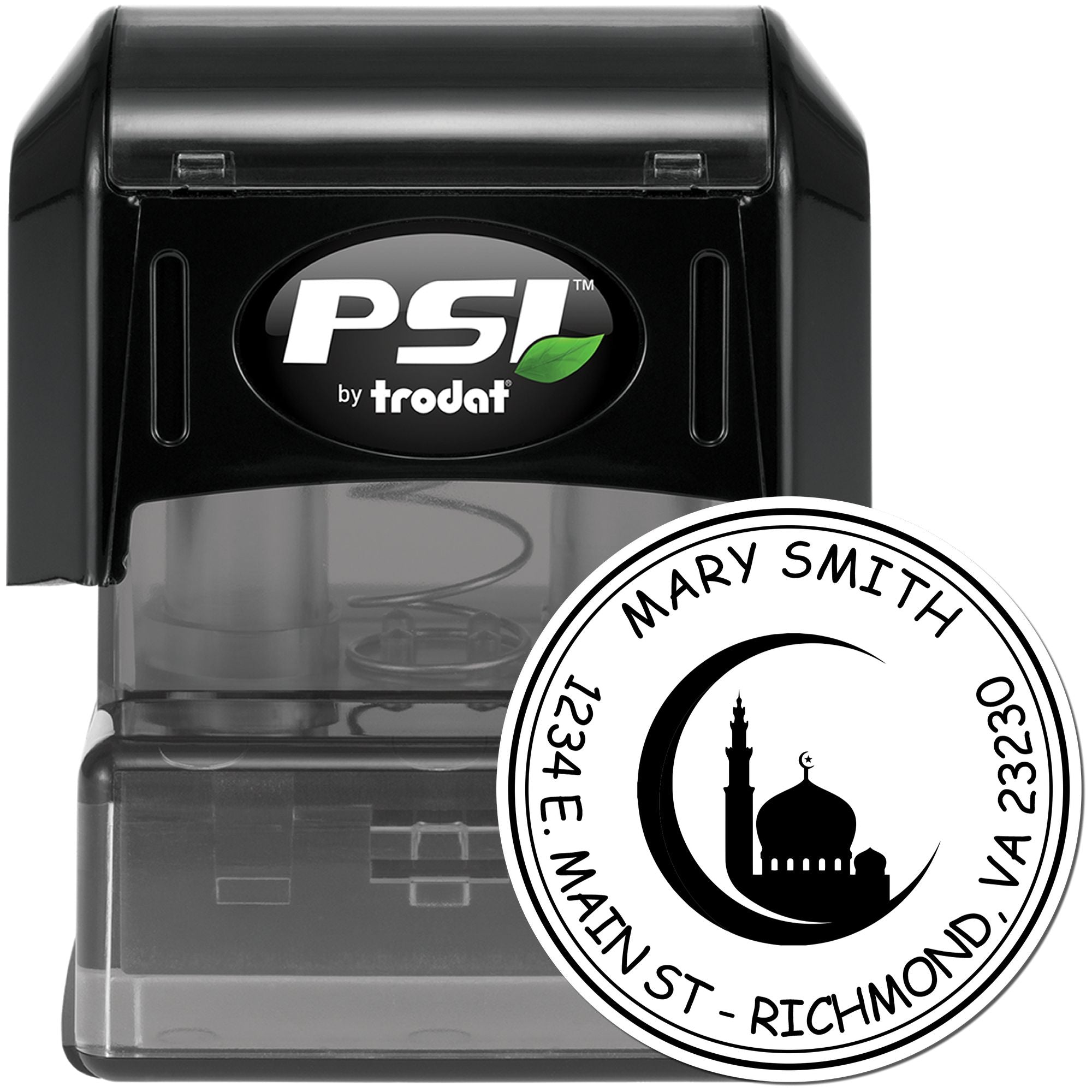 PSI Pre-Inked Ancient Crescent Address Stamp - Engineer Seal Stamps