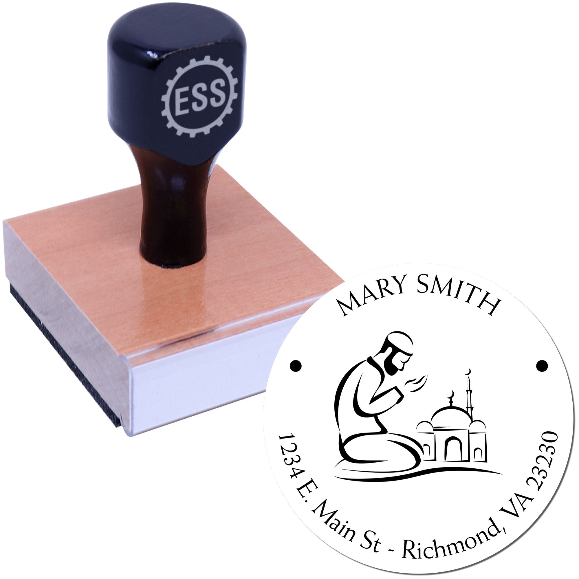 Wood Handle Meditative Prayers Custom Made Address Stamp - Engineer Seal Stamps