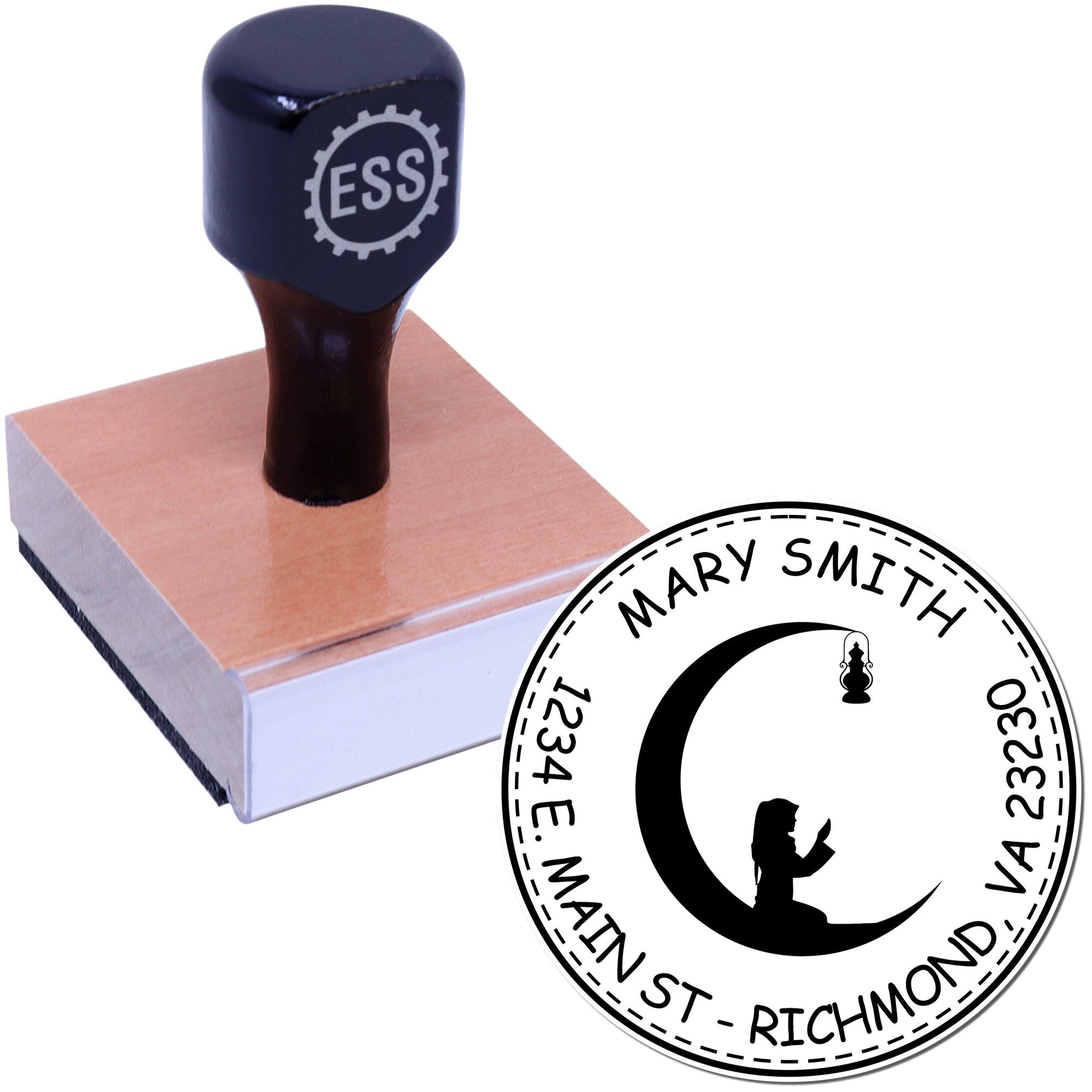 Wood Handle Crescent Prayers Custom Made Home Stamp - Engineer Seal Stamps