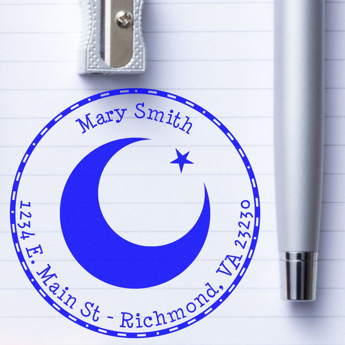 PSI Pre-Inked Ethereal Crescent Return Address Stamp - Engineer Seal Stamps