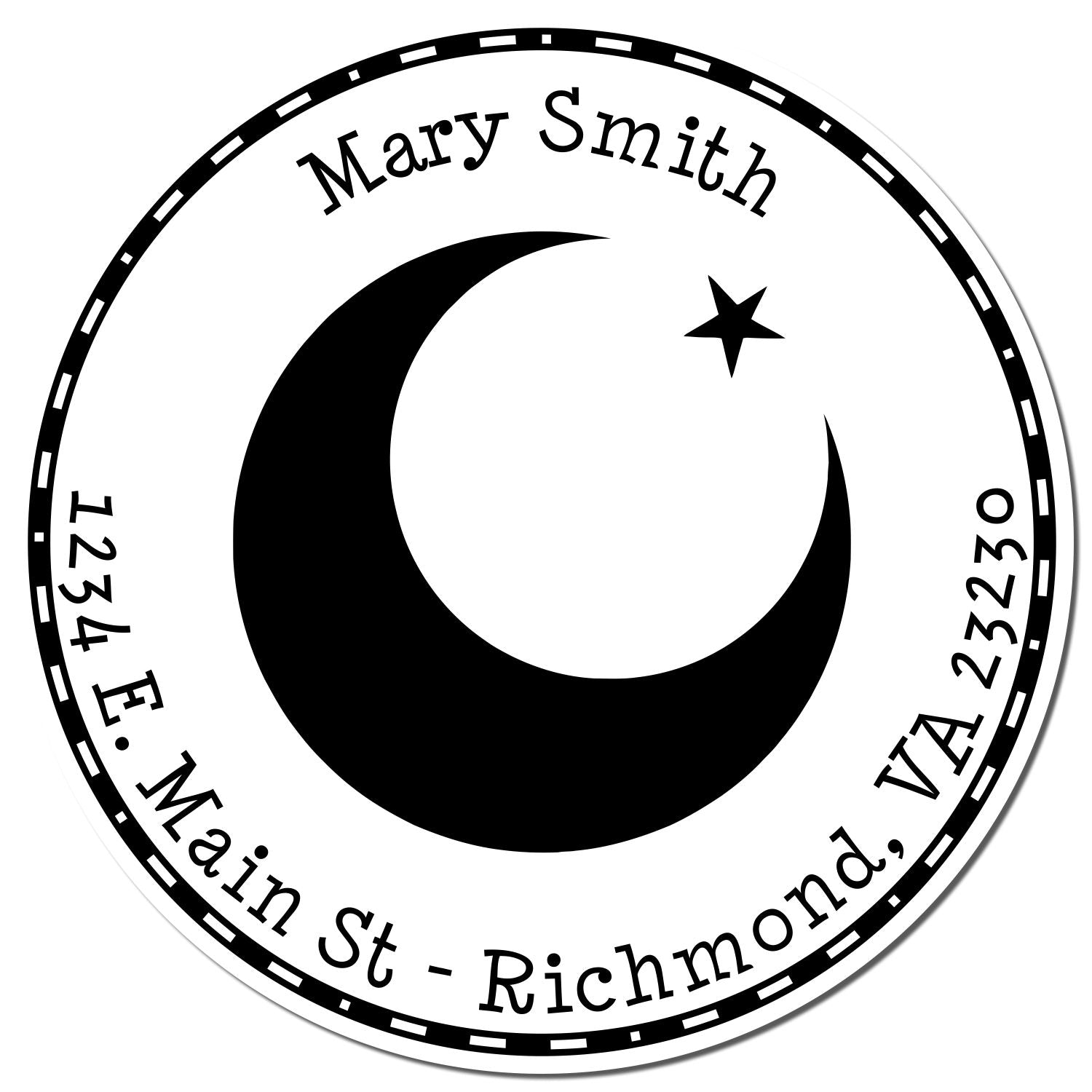 Self-Inking Ethereal Crescent Custom Name And Address Stamp - Engineer Seal Stamps