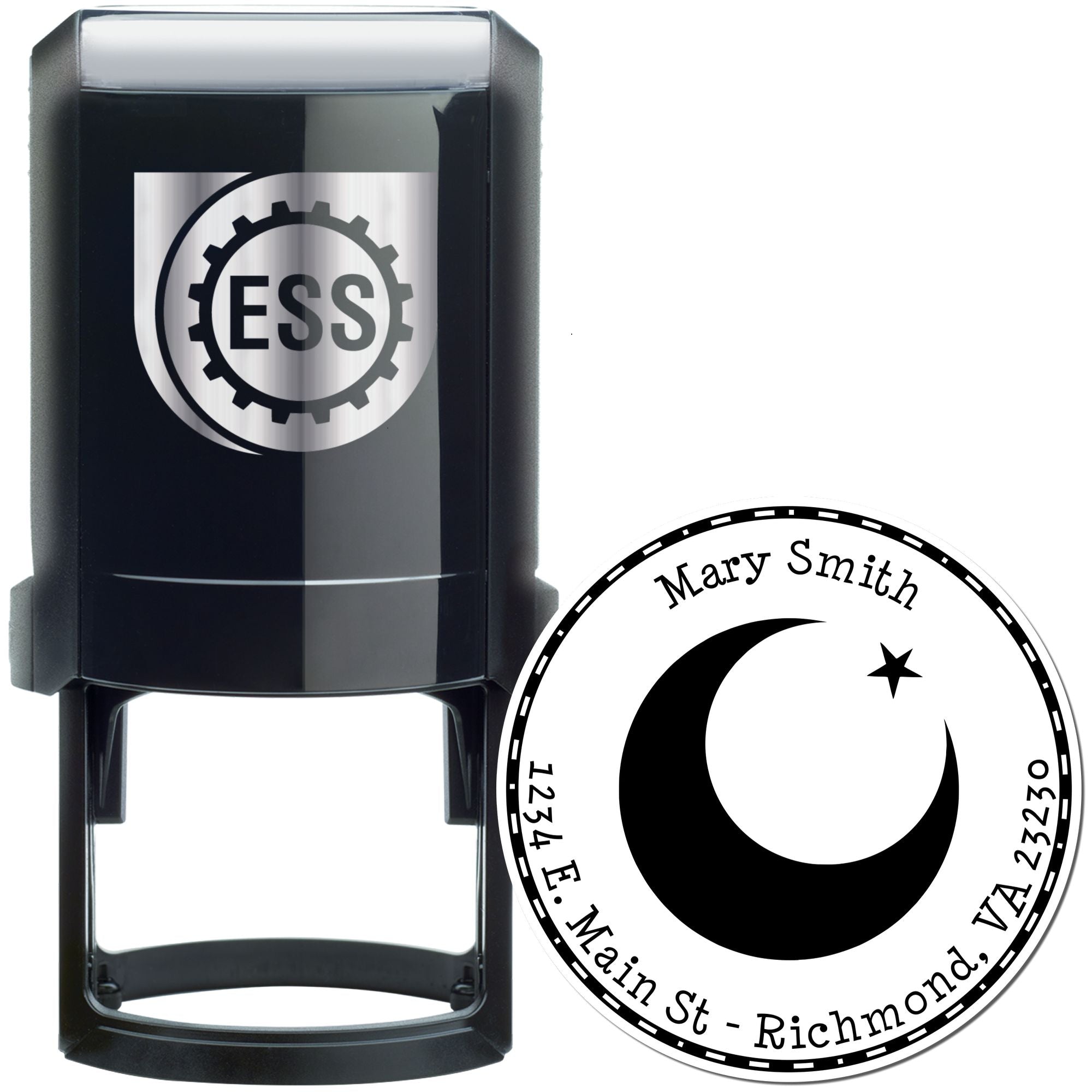 Self-Inking Ethereal Crescent Custom Name And Address Stamp - Engineer Seal Stamps