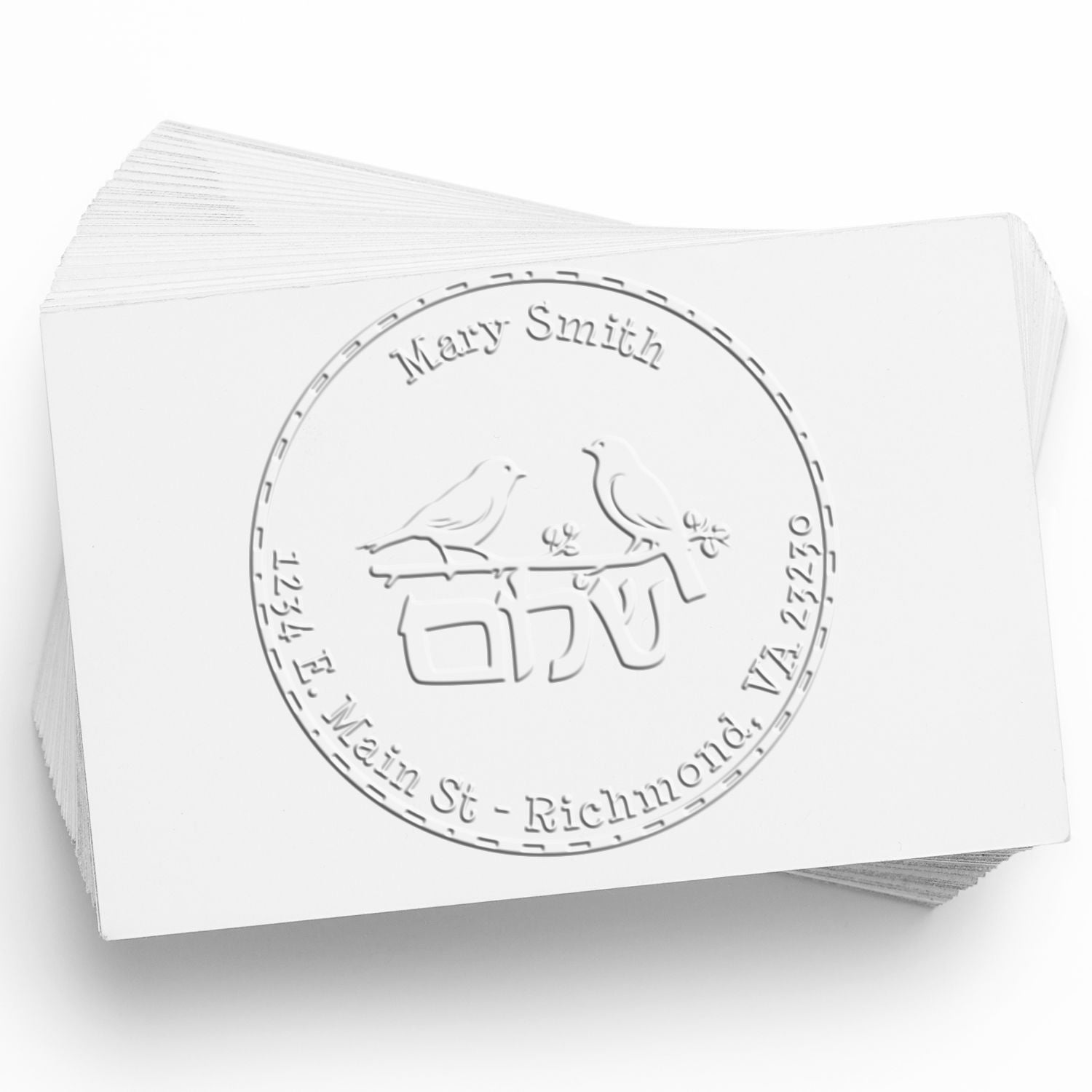 Soft Shalom Birds Custom Address Embossed Stamp