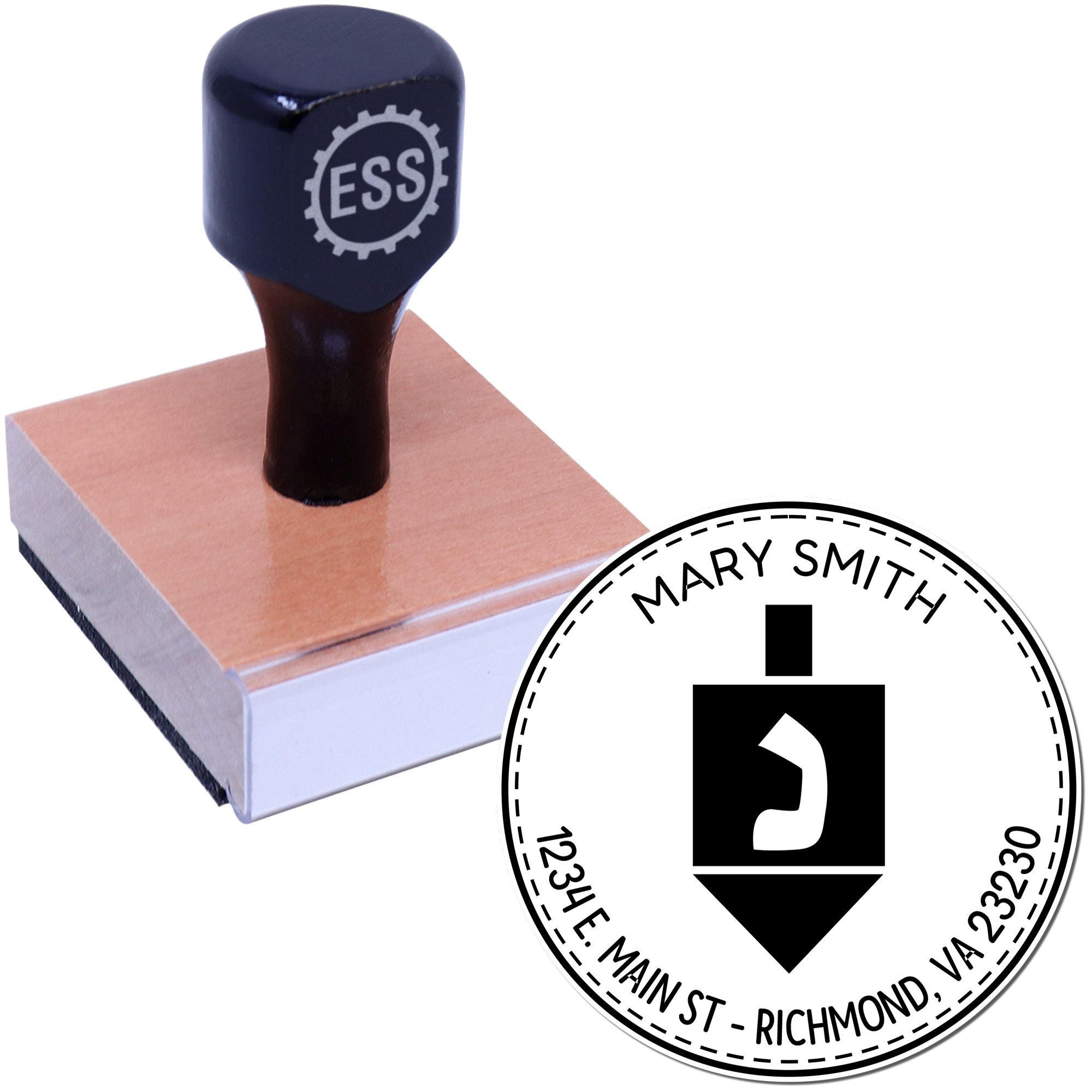 Wood Handle Divine Dreidel Made To Order Address Stamper - Engineer Seal Stamps