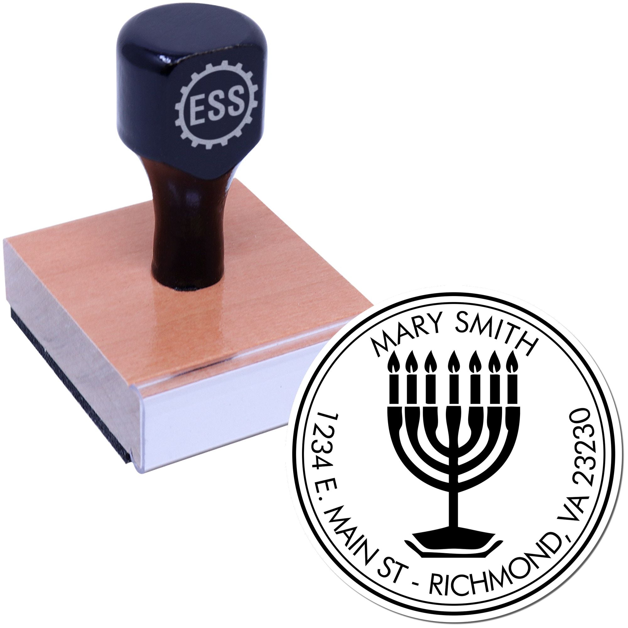 Wood Handle Illuminating Menorah Made To Order Home Stamp - Engineer Seal Stamps