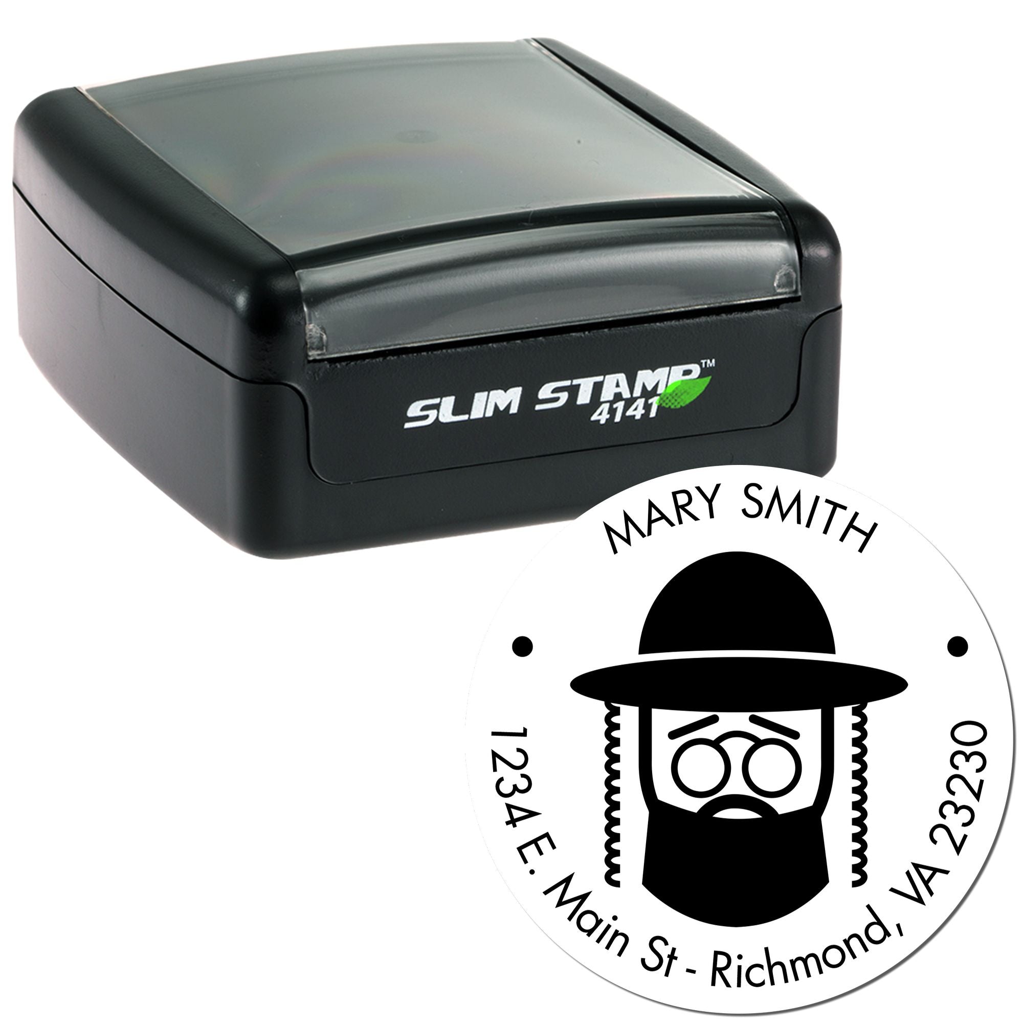 Portable Pre-Inked Revered Rabbi Handcrafted Name And Address Stamp - Engineer Seal Stamps