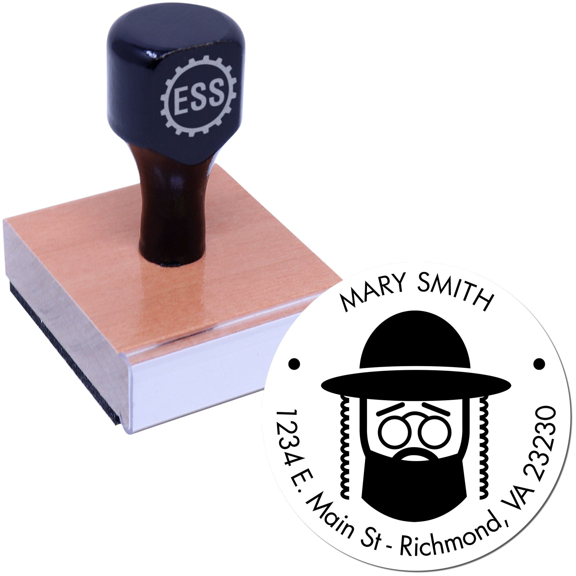 Wood Handle Revered Rabbi Made To Order Home Stamper - Engineer Seal Stamps