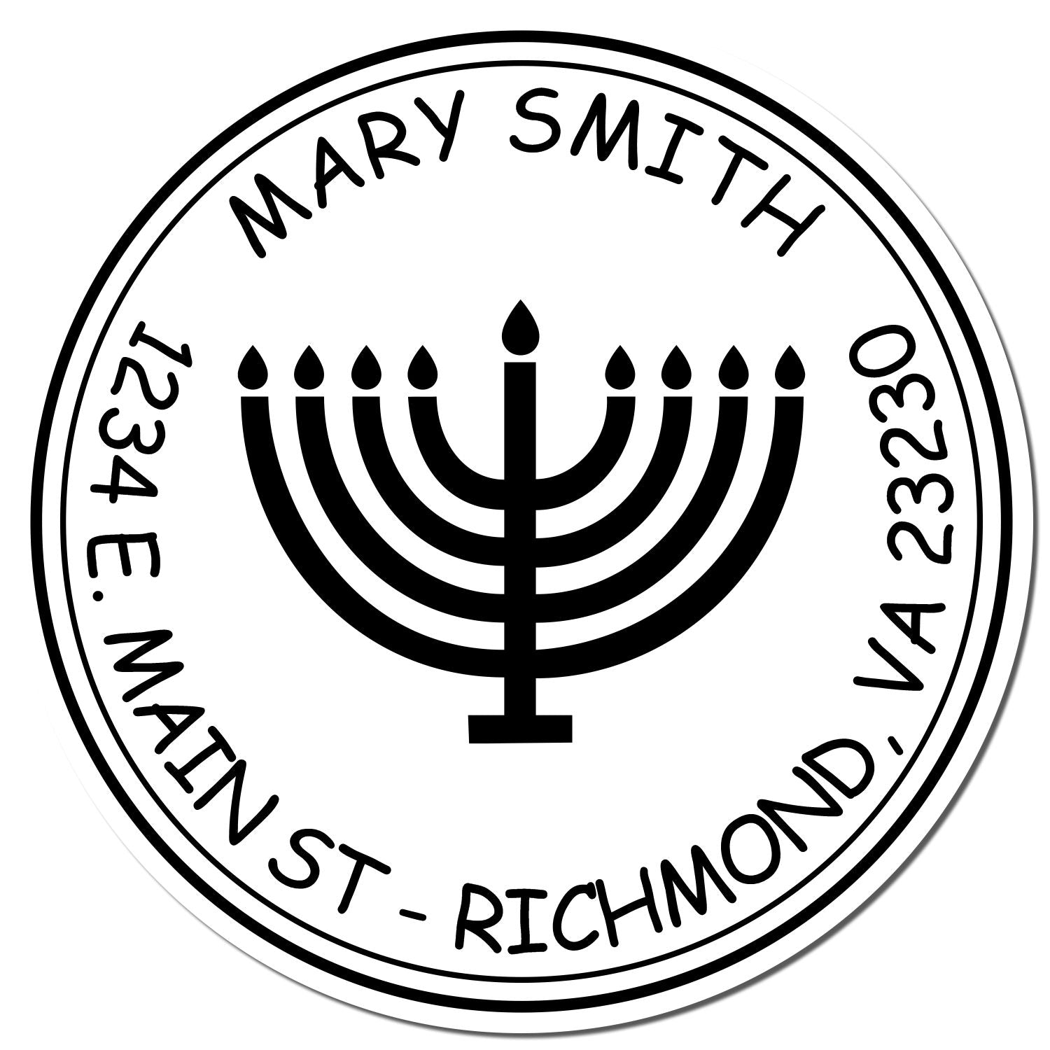 Self-Inking Sparkling Menorah Custom Made Mailing Stamper - Engineer Seal Stamps