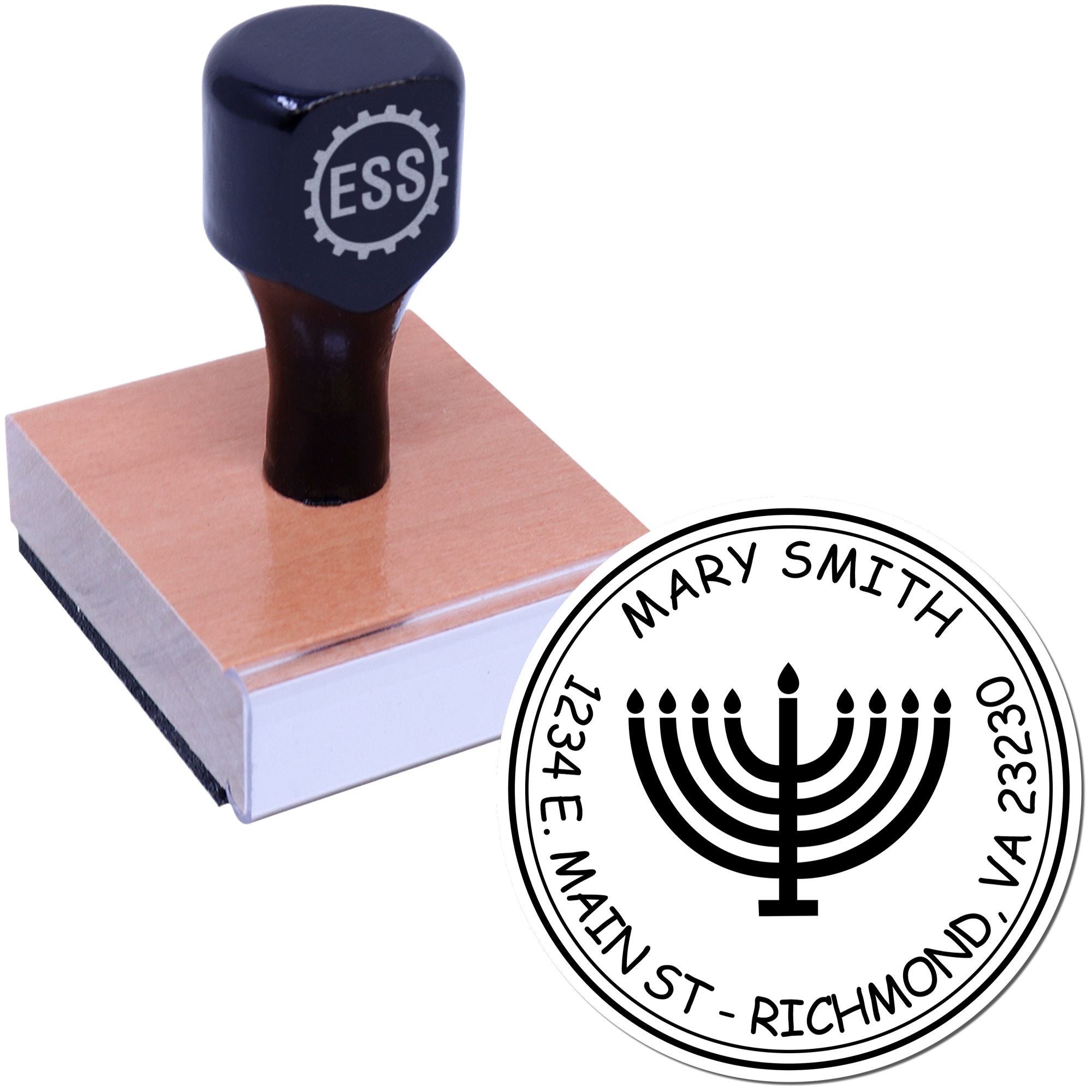 Wood Handle Sparkling Menorah Made To Order Envelope Stamp
