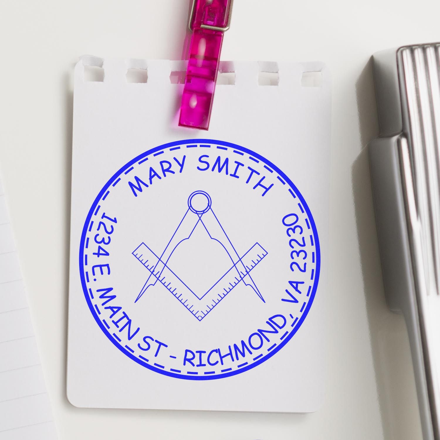 Portable Pre-Inked Symbolic Masons Custom Made Return Address Stamper - Engineer Seal Stamps