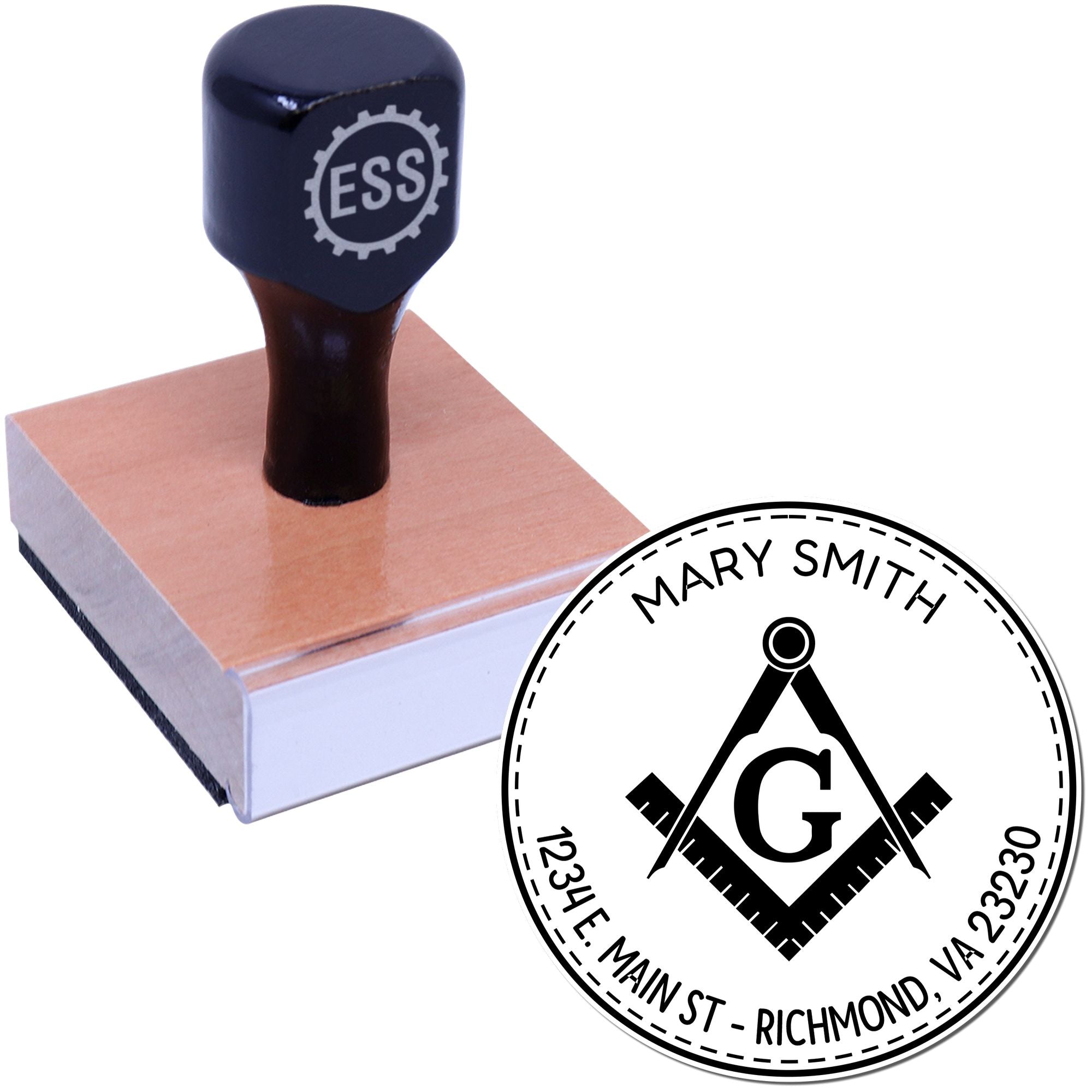 Wood Handle Cryptic Masons Custom Mailing Stamper - Engineer Seal Stamps