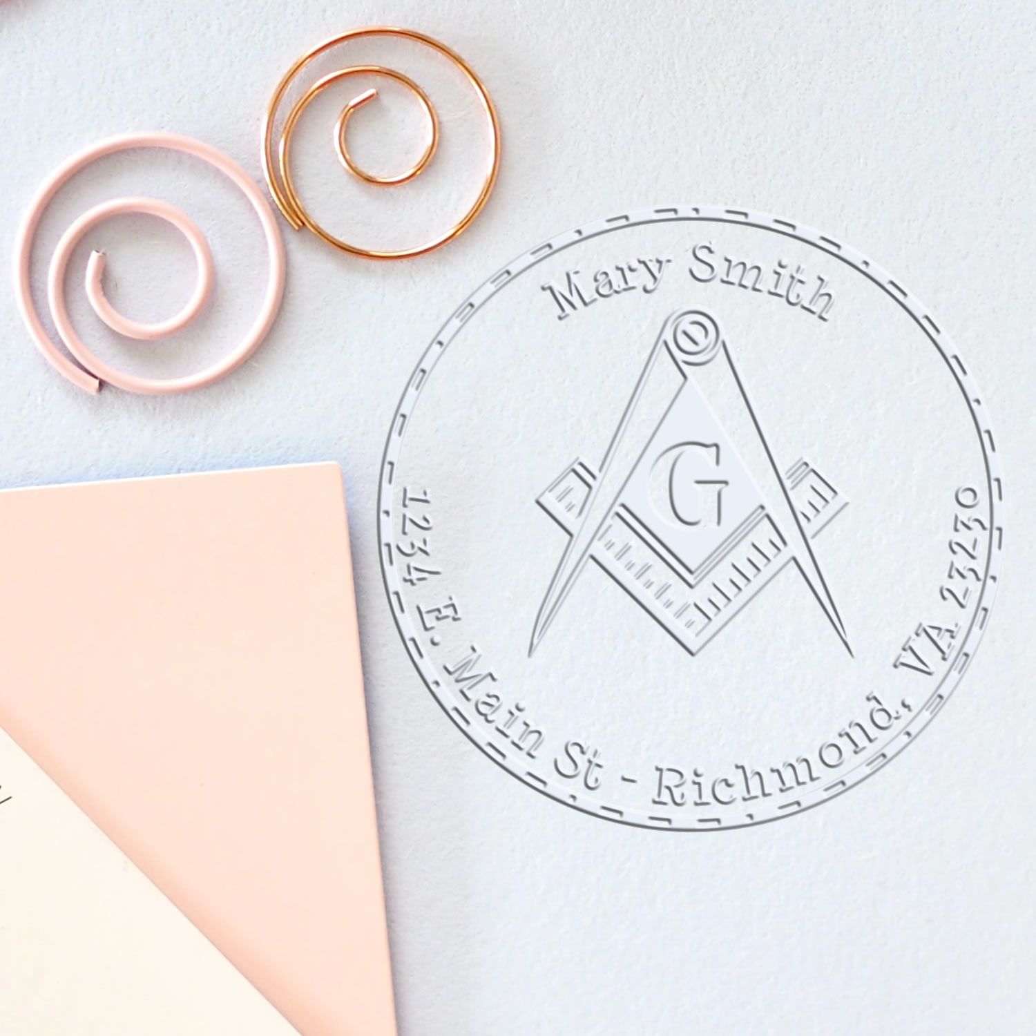 Hybrid Intricate Masons Personalized Address Embossing Stamp - Engineer Seal Stamps