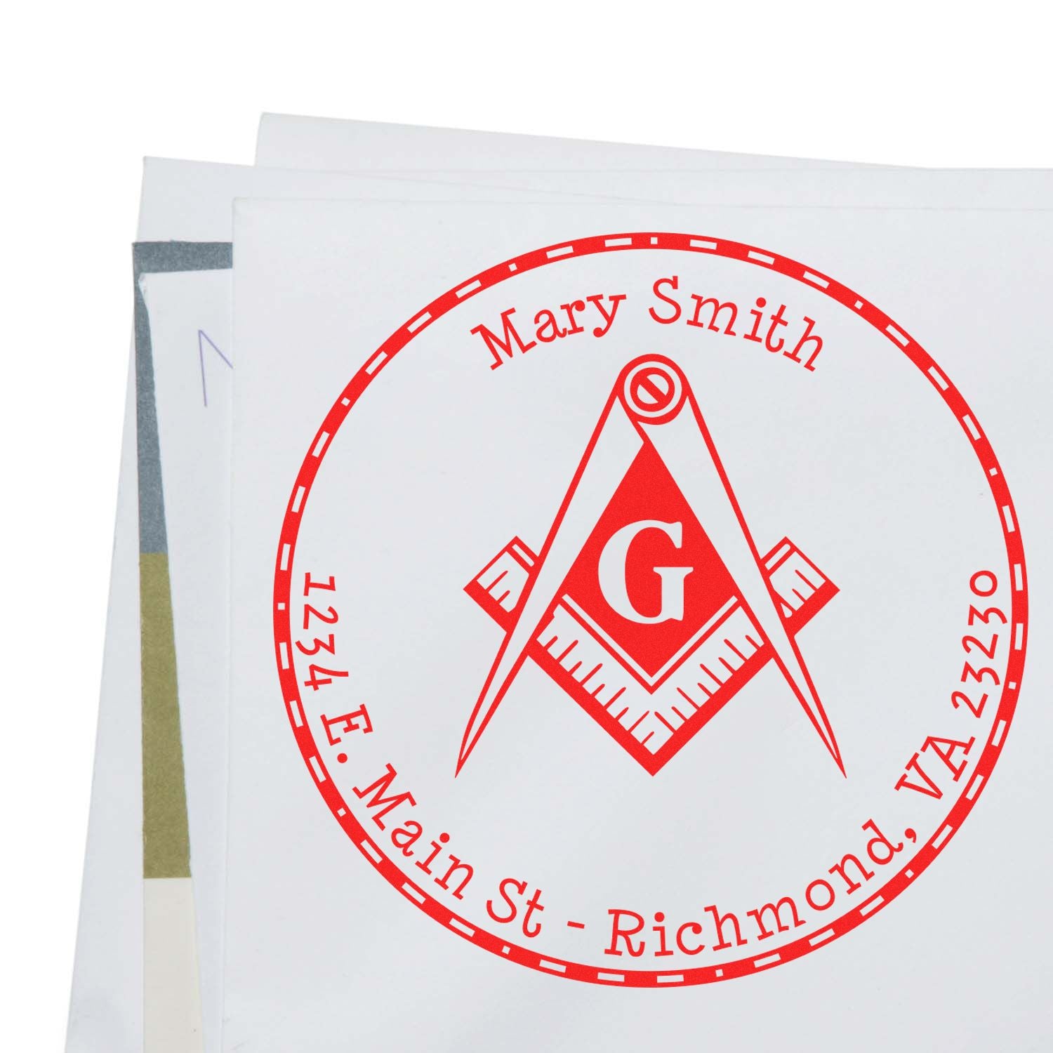 Wood Handle Intricate Masons Custom Address Stamper - Engineer Seal Stamps