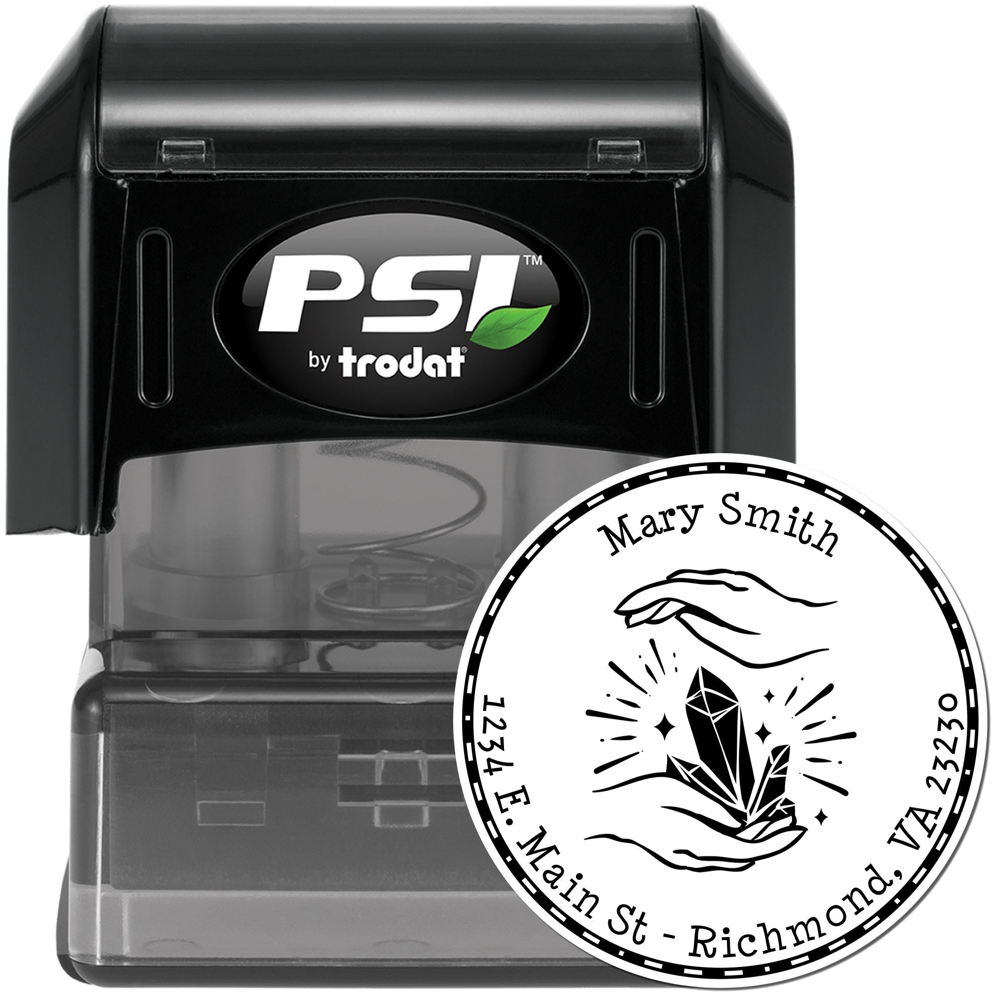 PSI Pre-Inked Healing Gems Custom Home Address Stamp - Engineer Seal Stamps