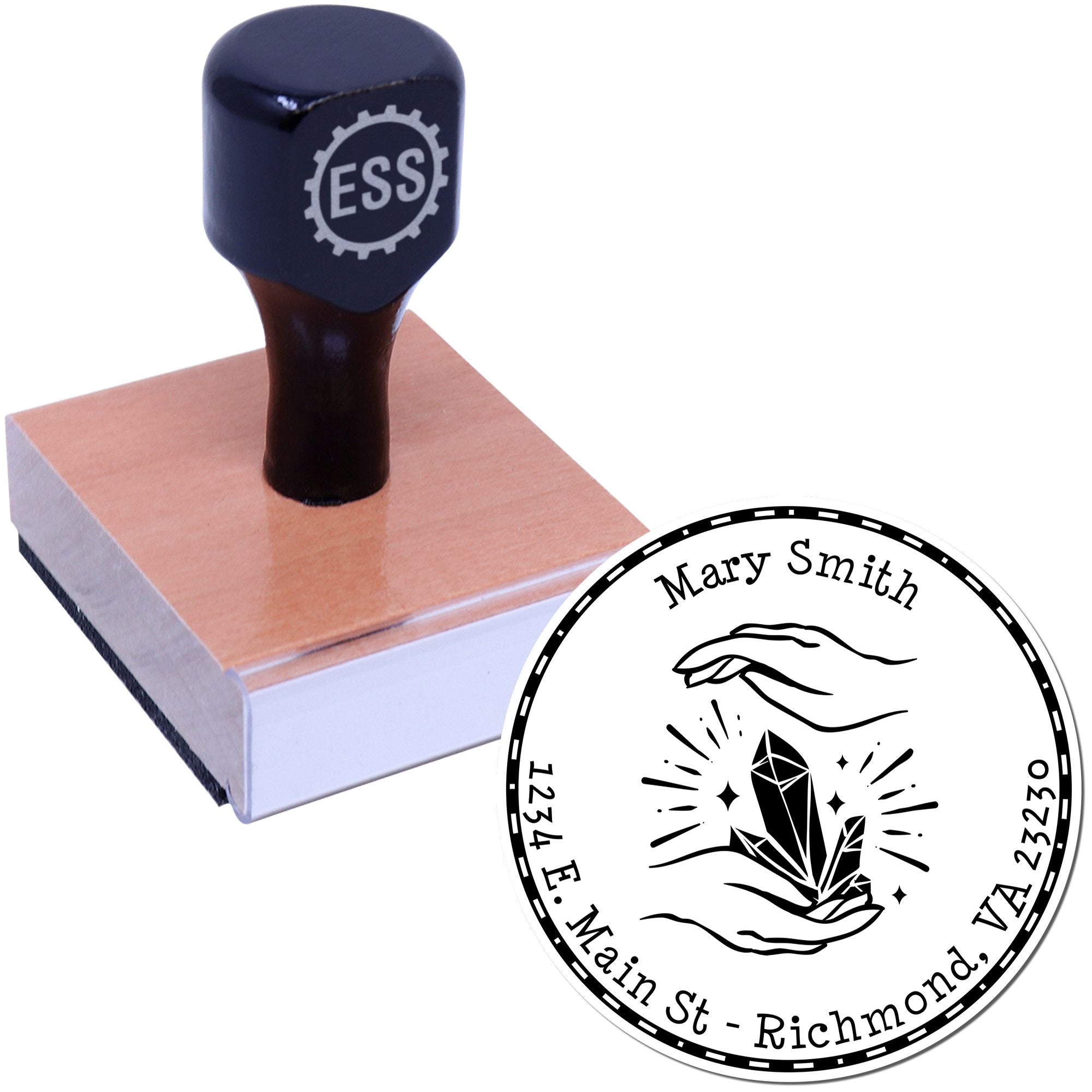 Wood Handle Healing Gems Custom Made Home Stamp - Engineer Seal Stamps