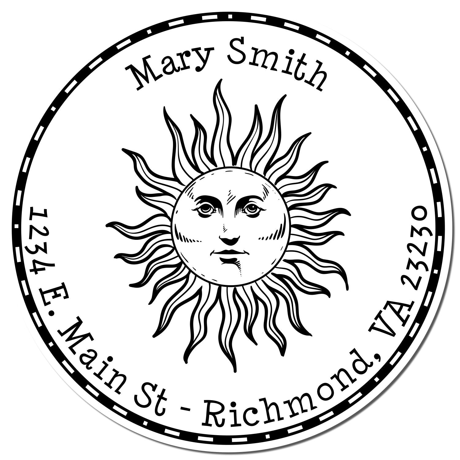 Wood Handle Serene Sun Custom Mailing Stamp - Engineer Seal Stamps