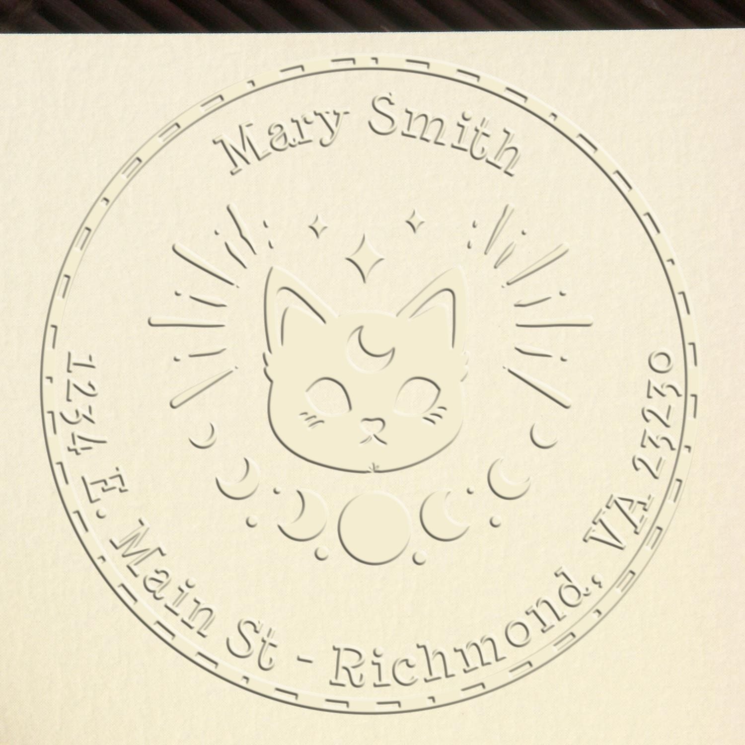 Desk Mystical Cat Custom Made Return Address Paper Embosser - Engineer Seal Stamps